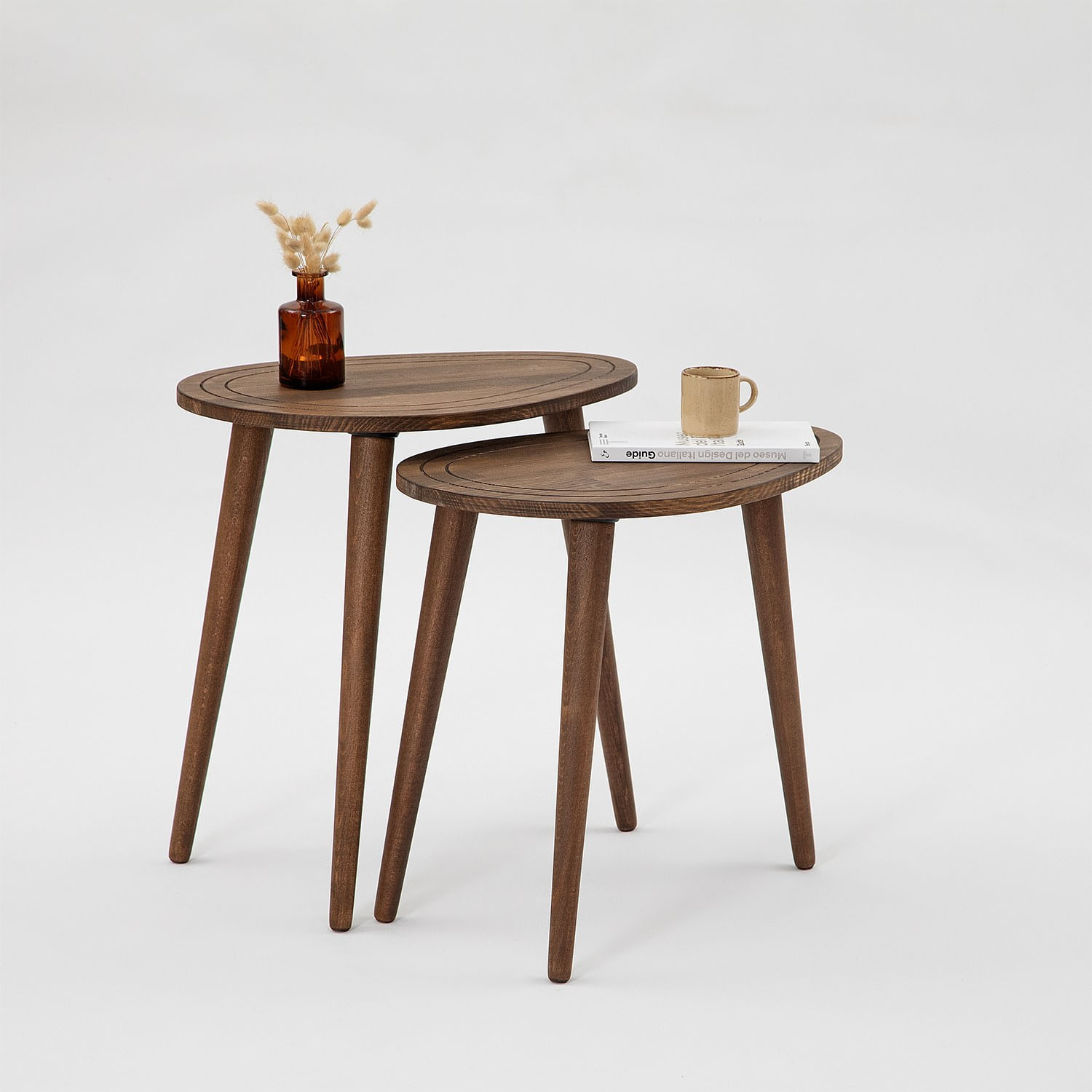 Set masute cuib, Hanah Home, lemn masiv, nuc, 50x48x33 cm, 50x52x33 cm — imaginea 5