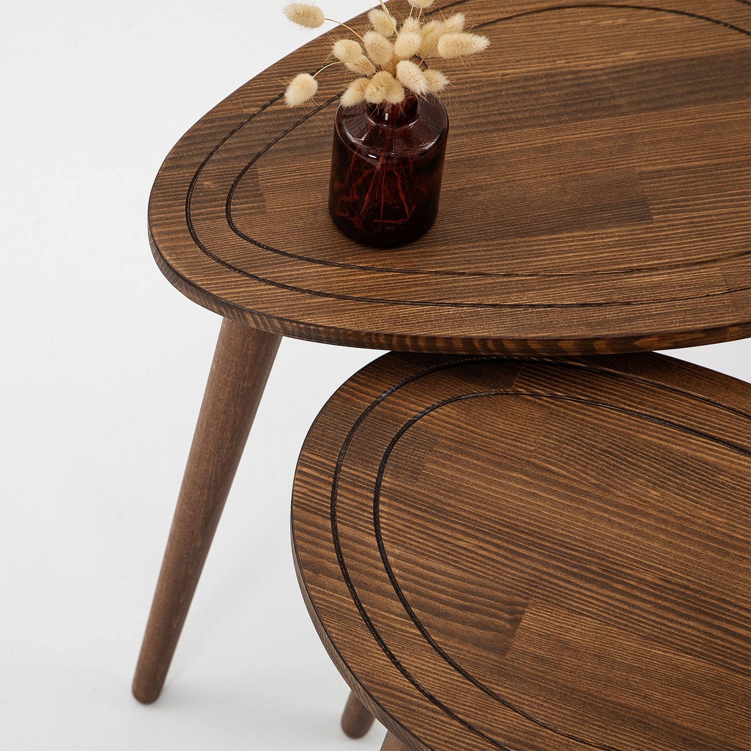 Set masute cuib, Hanah Home, lemn masiv, nuc, 50x48x33 cm, 50x52x33 cm — imaginea 7