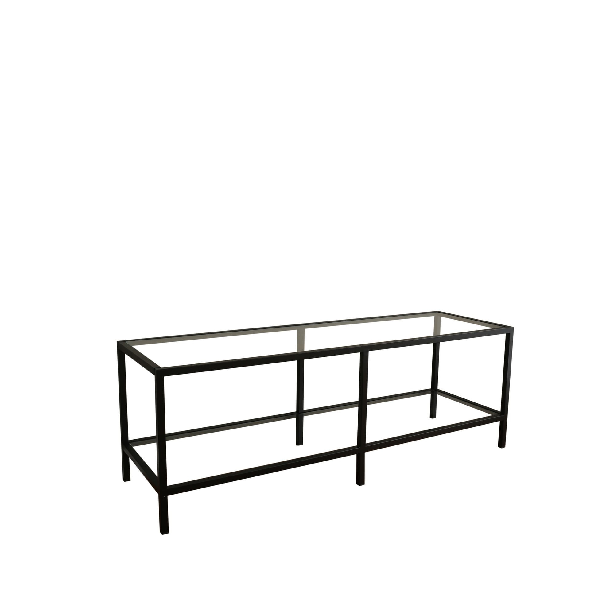 Comoda tv, Hanah Home, sticla securizata, metal, negru mat, 130x45x40 cm