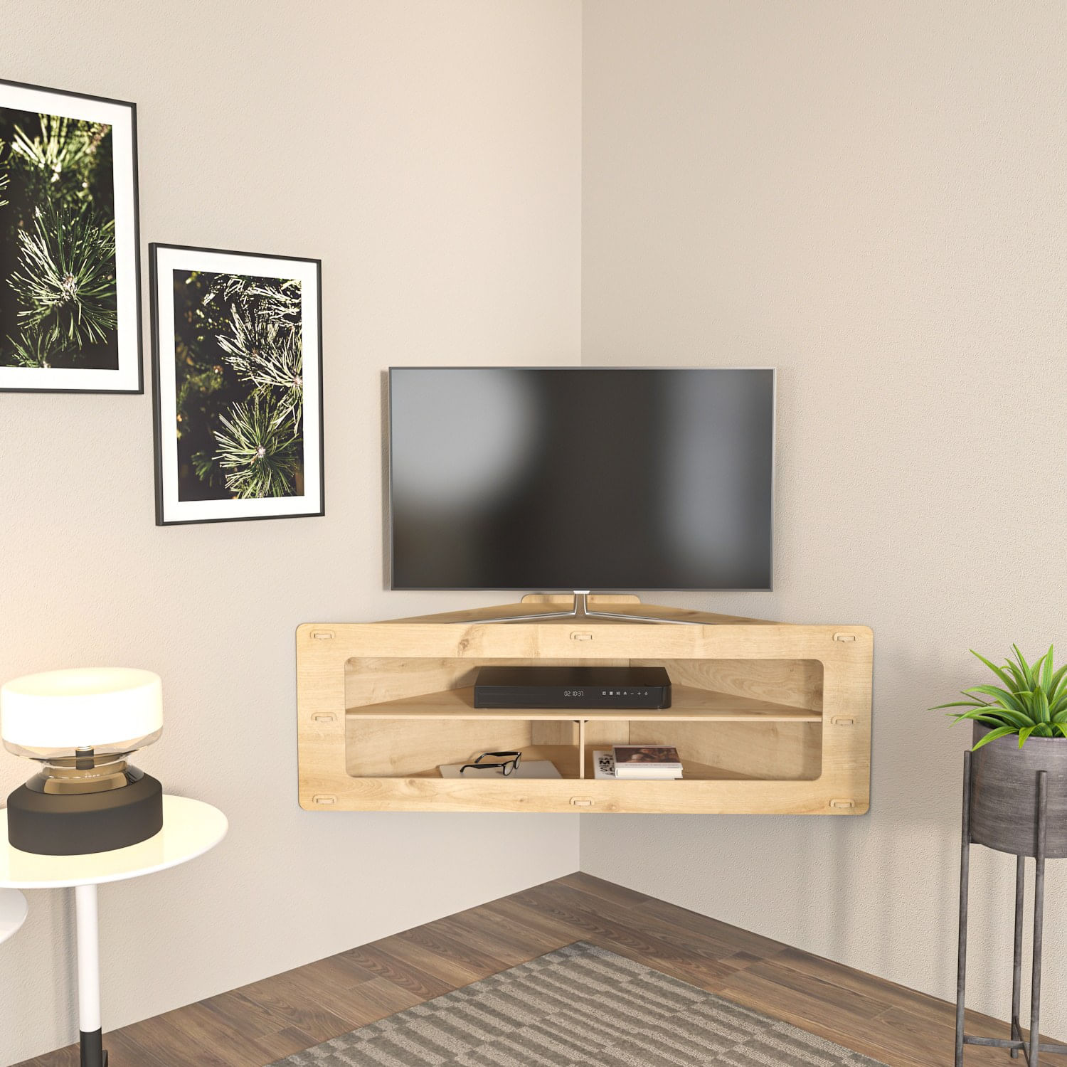Comoda tv, Hanah Home, pal melaminat, stejar, 120x45x40 cm — imaginea 2