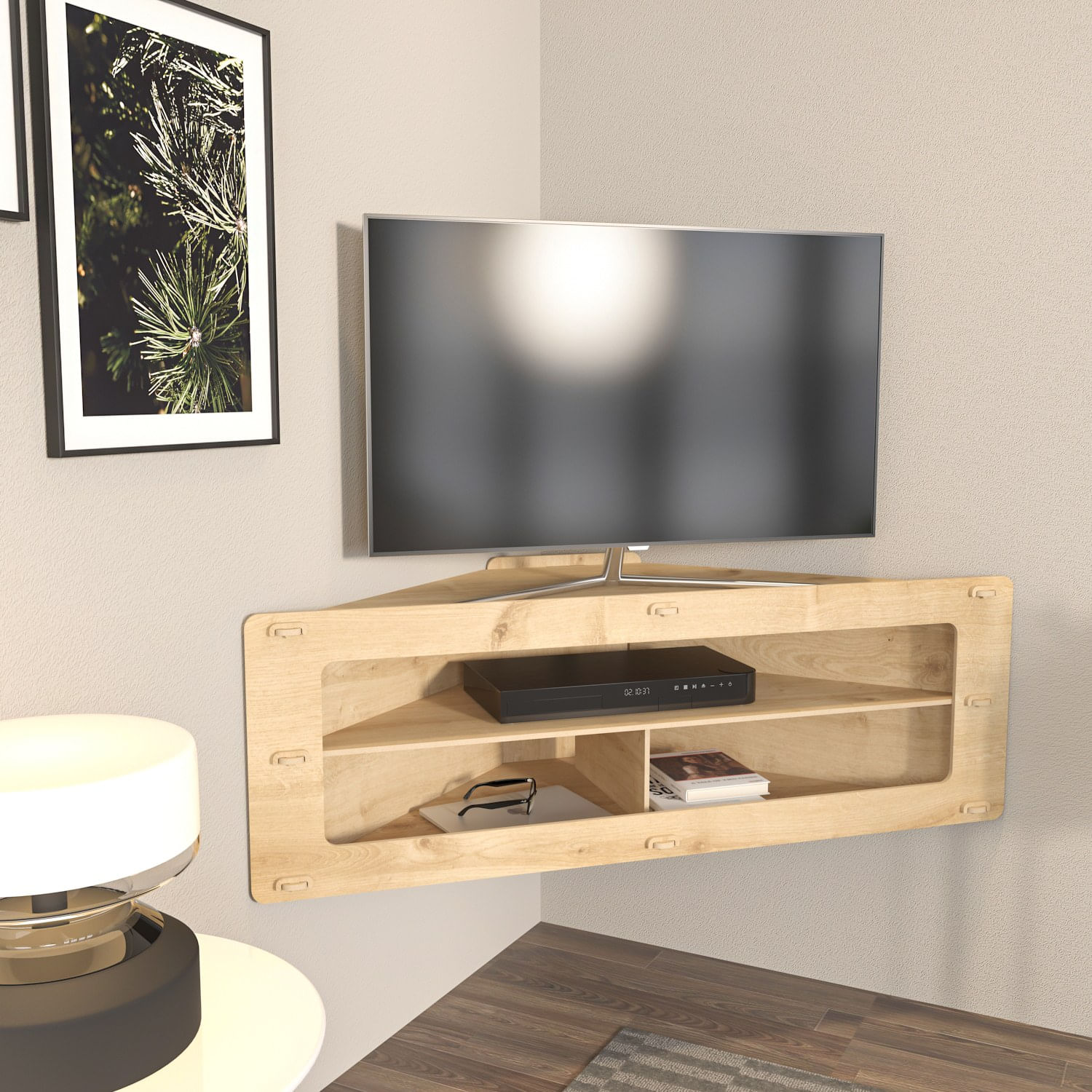 Comoda tv, Hanah Home, pal melaminat, stejar, 120x45x40 cm — imaginea 3