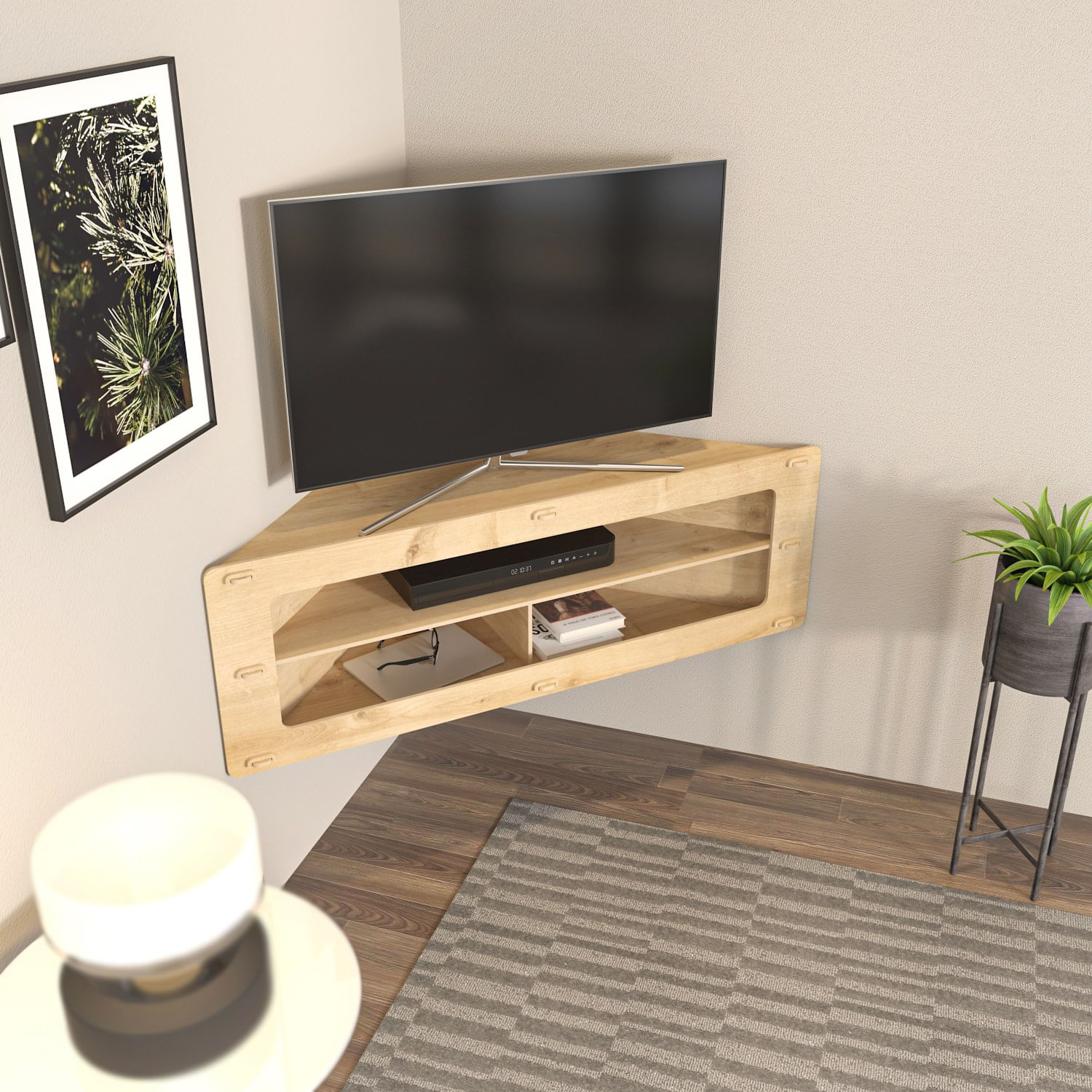 Comoda tv, Hanah Home, pal melaminat, stejar, 120x45x40 cm — imaginea 5