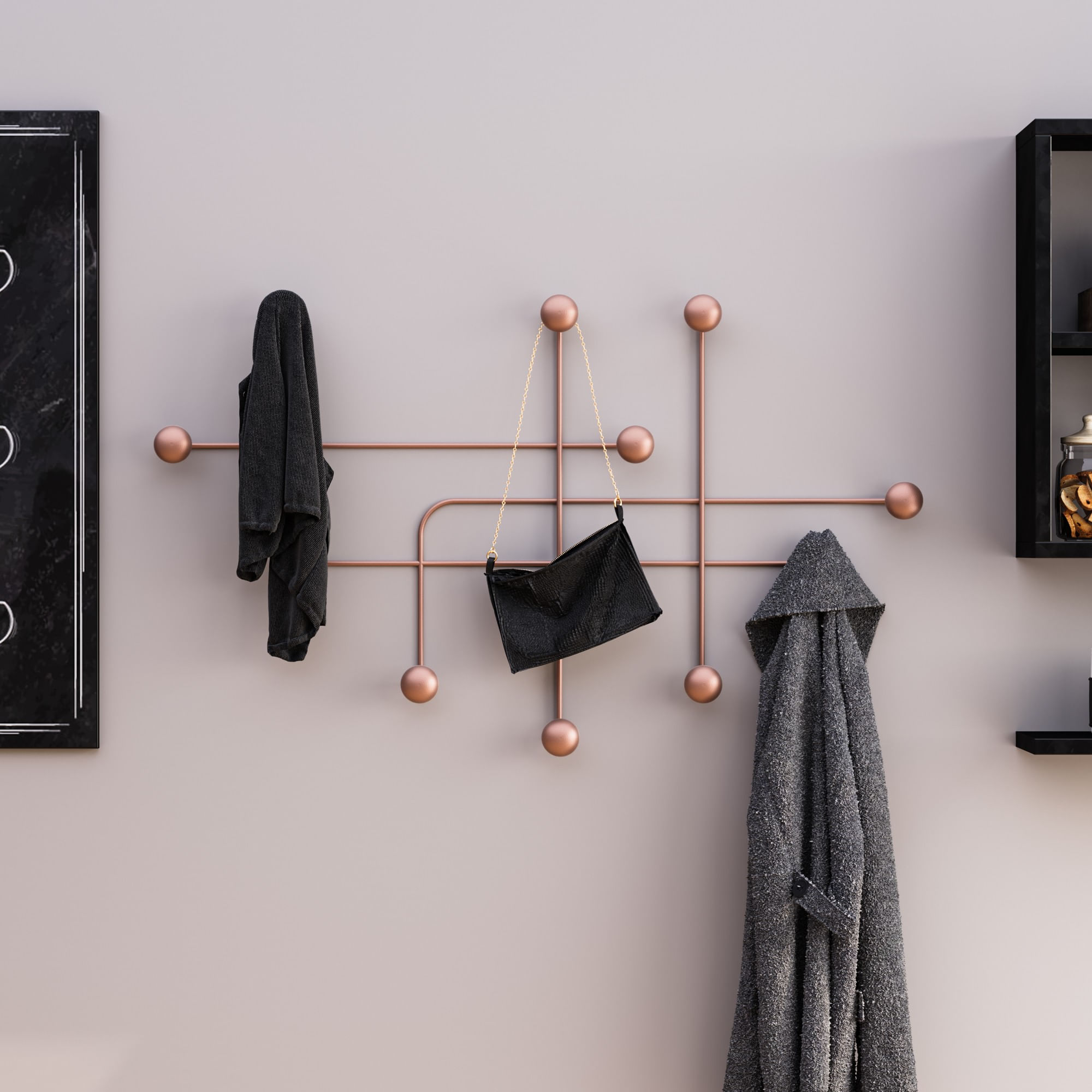 Cuiere de perete, Wallxpert, metal, cupru, 107x64x10 cm — imaginea 5