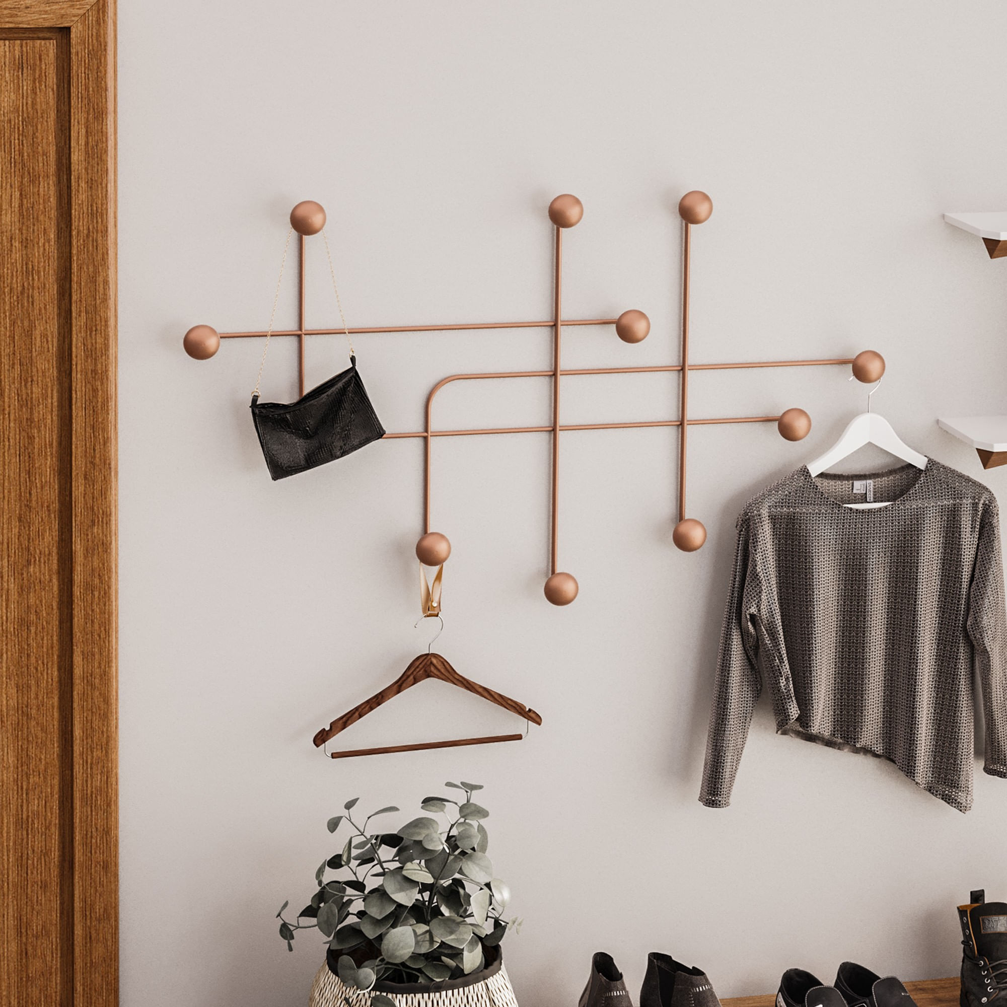 Cuiere de perete, Wallxpert, metal, cupru, 107x64x10 cm — imaginea 6