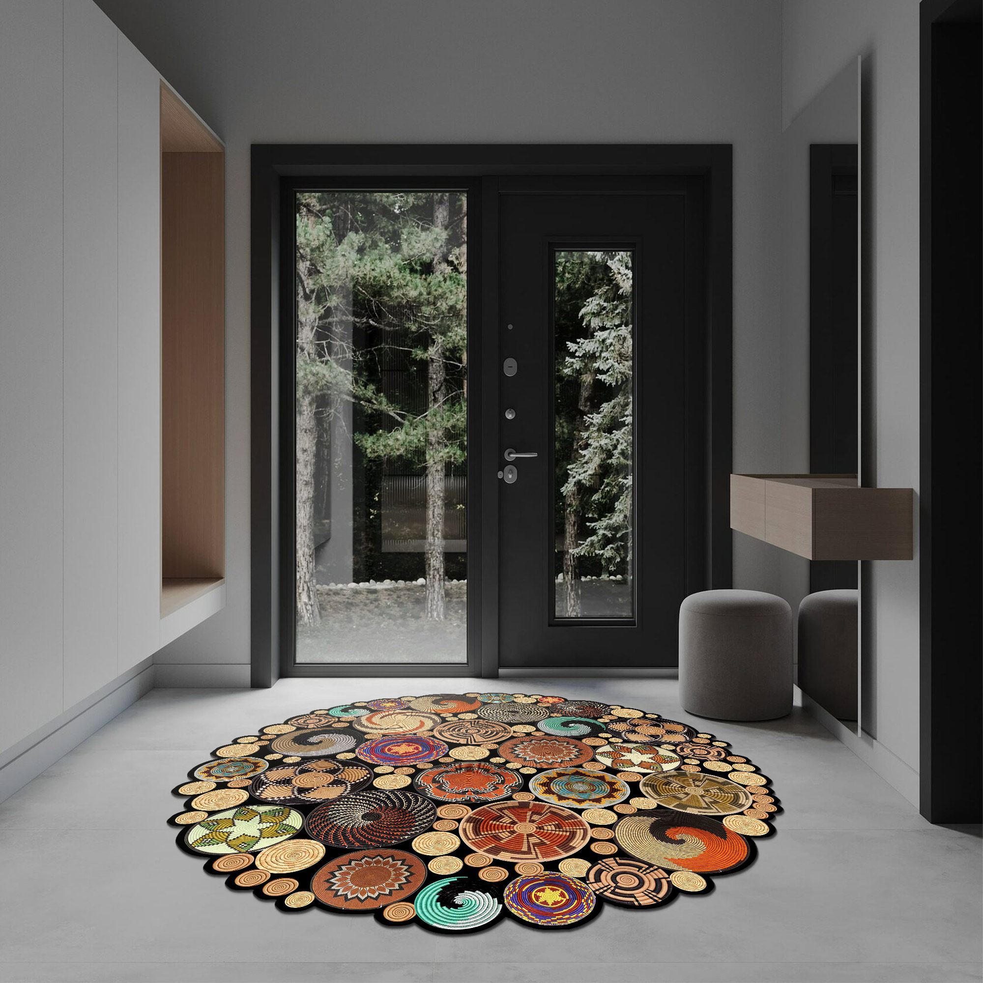 Covor rotund, Conceptum Hypnose, multicolor, 140 cm, 100% poliester, antiderapant, 478HFT3271