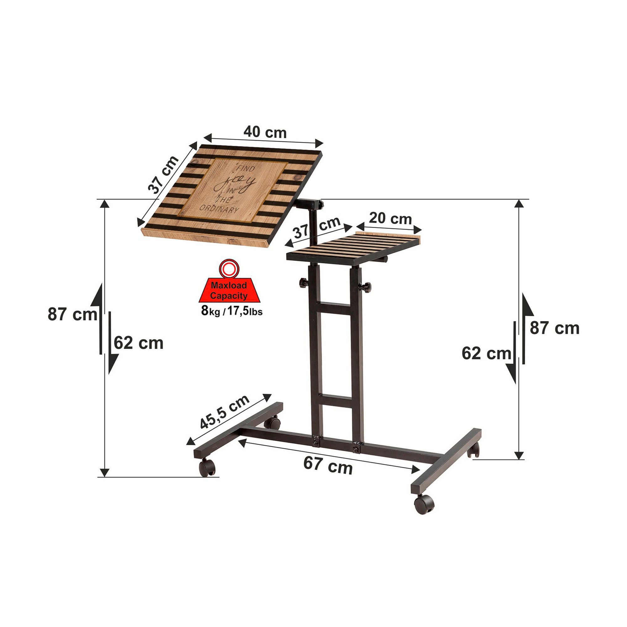 Birou reglabil pentru laptop, Hanah Home, pal melaminat, pin atlantic si negru, 67x45.5x87 cm, 863SPH2816 — imaginea 2