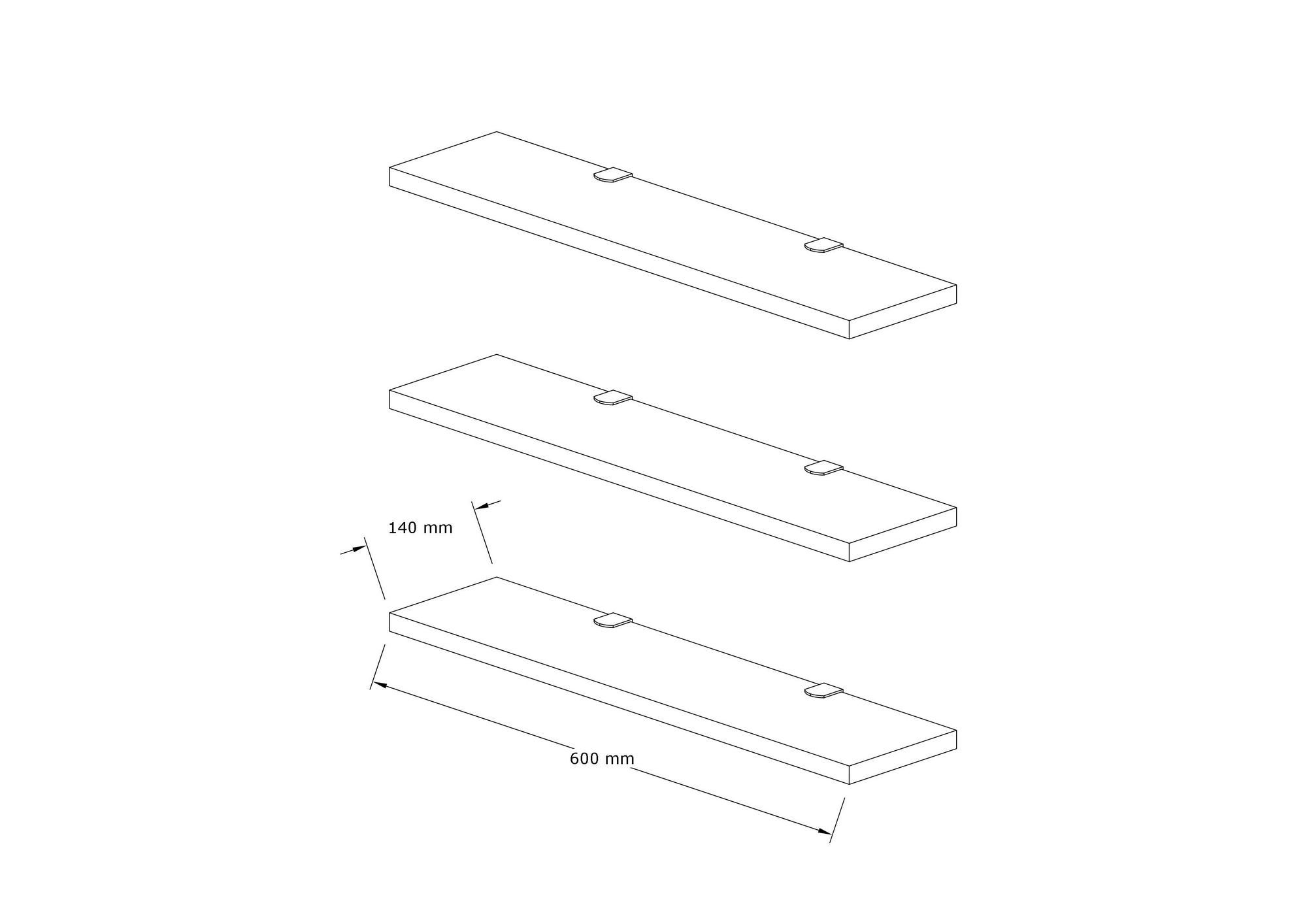 Raft de perete, Hanah Home, pal melaminat, safir, 60x14.5x1.8 cm