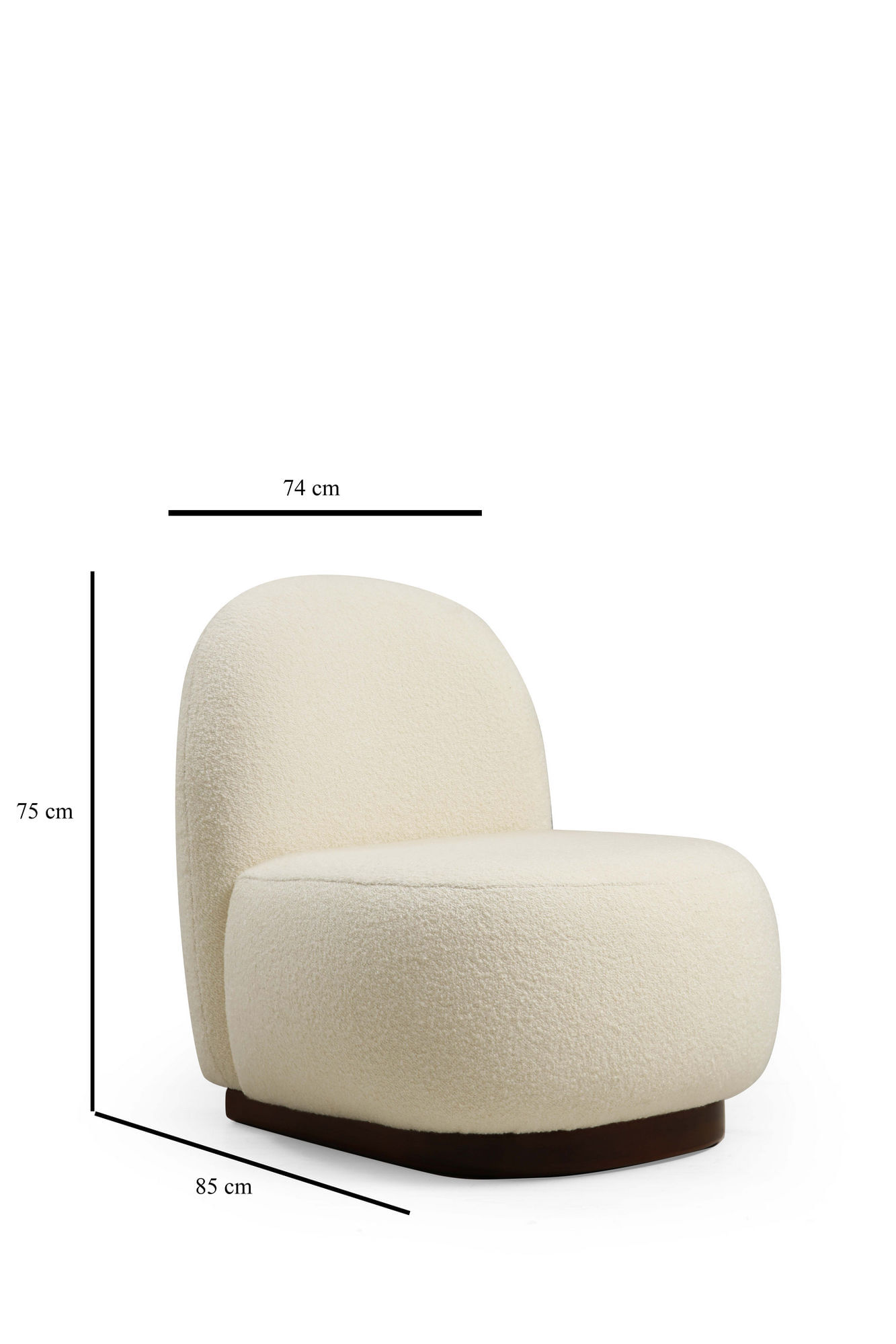 Fotoliu, Hanah Home, poliester, bouclet alb, 74x85x75 cm — imaginea 2