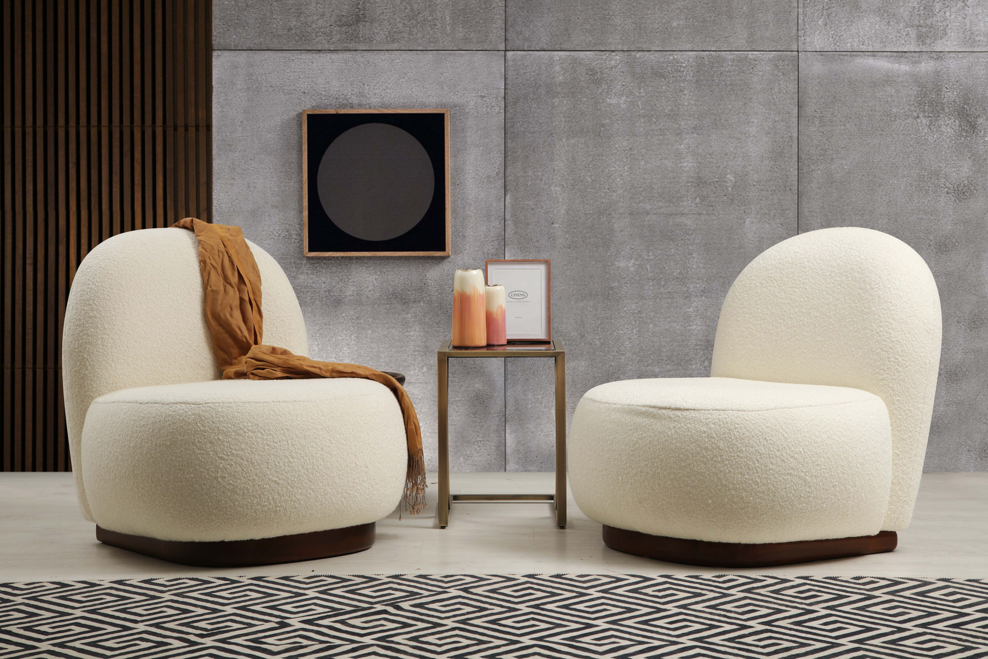 Fotoliu, Hanah Home, poliester, bouclet alb, 74x85x75 cm — imaginea 3