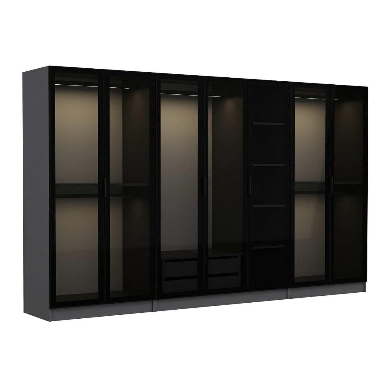 Sifonier, Hanah Home, pal melaminat, antracit si negru, 315x52x210 cm, 506MNR2984