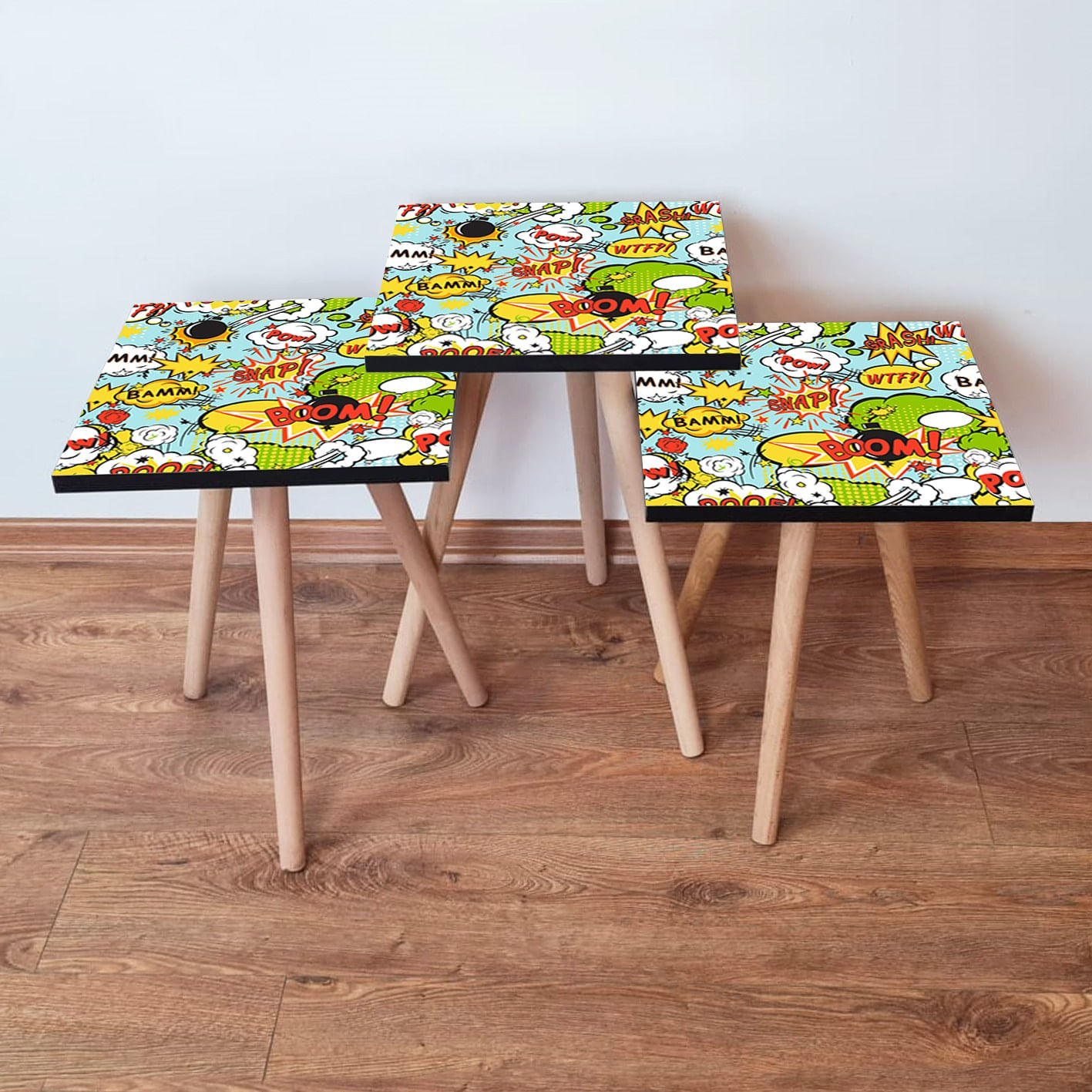 Set masute de cafea, Hanah Home, mdf, multicolor, 35x52x35 cm, 3 piese