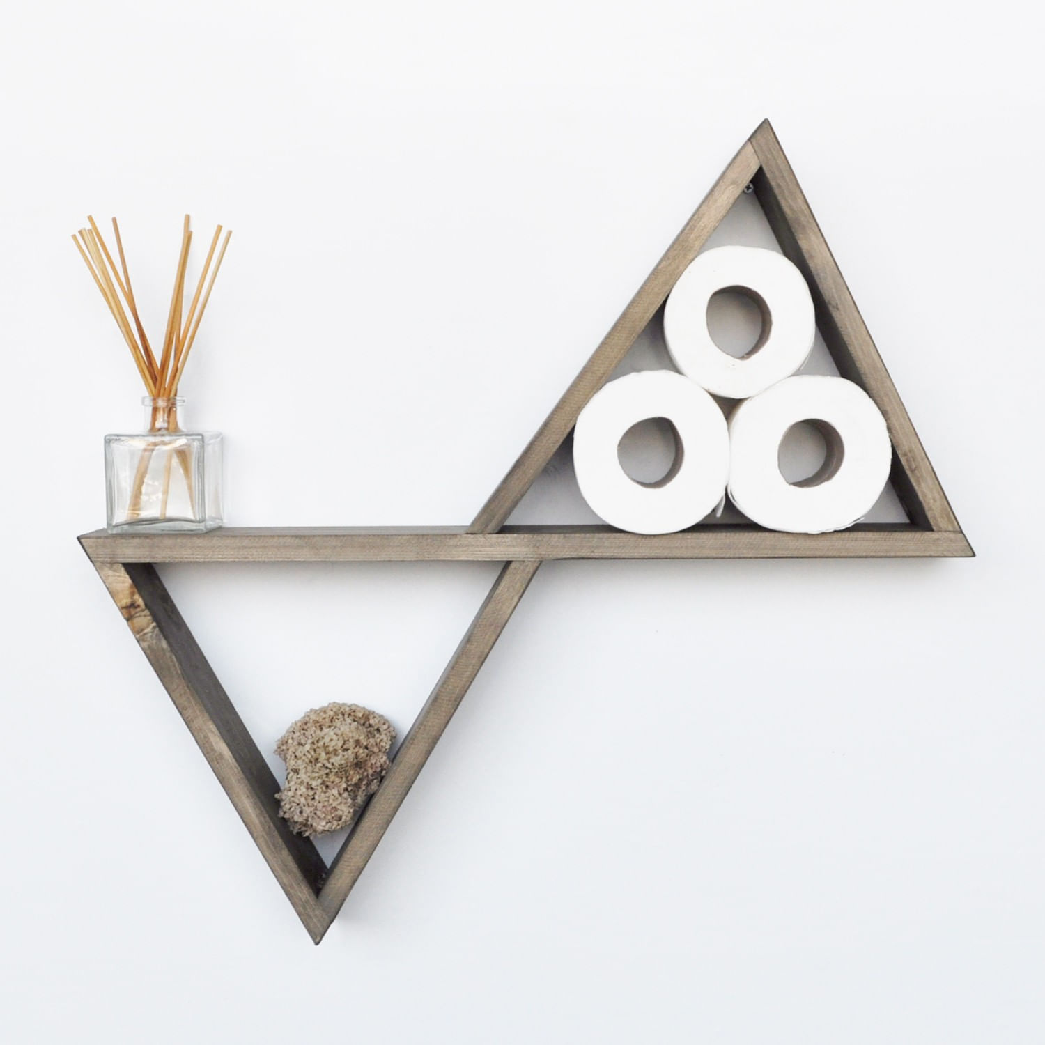 Raft de perete, Hanah Home, lemn de molid, nuc, 55x50x9 cm — imaginea 2