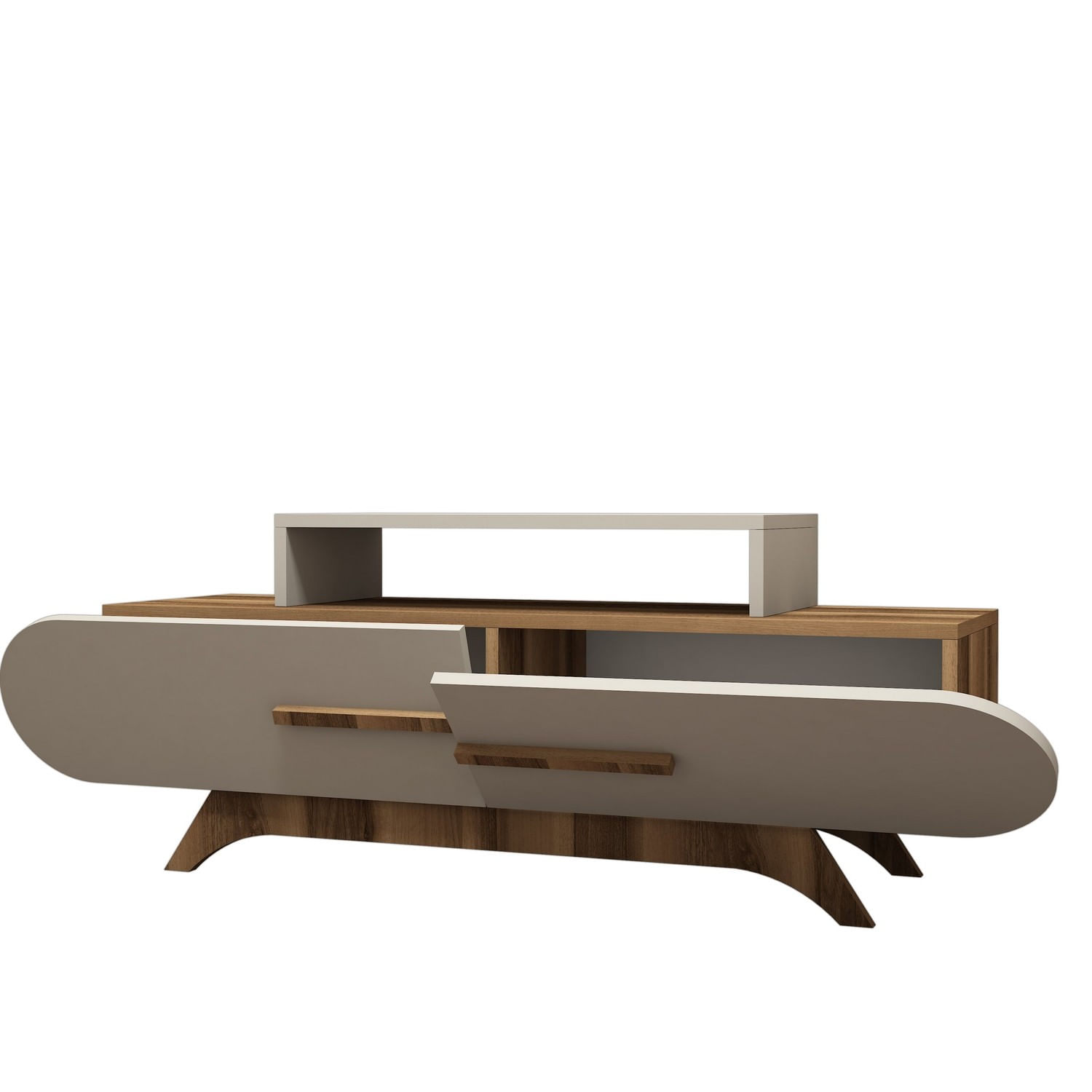 Comoda tv, Hanah Home, panou aglomerat melaminat, nuc si crem, 145x49.8x36.8 cm