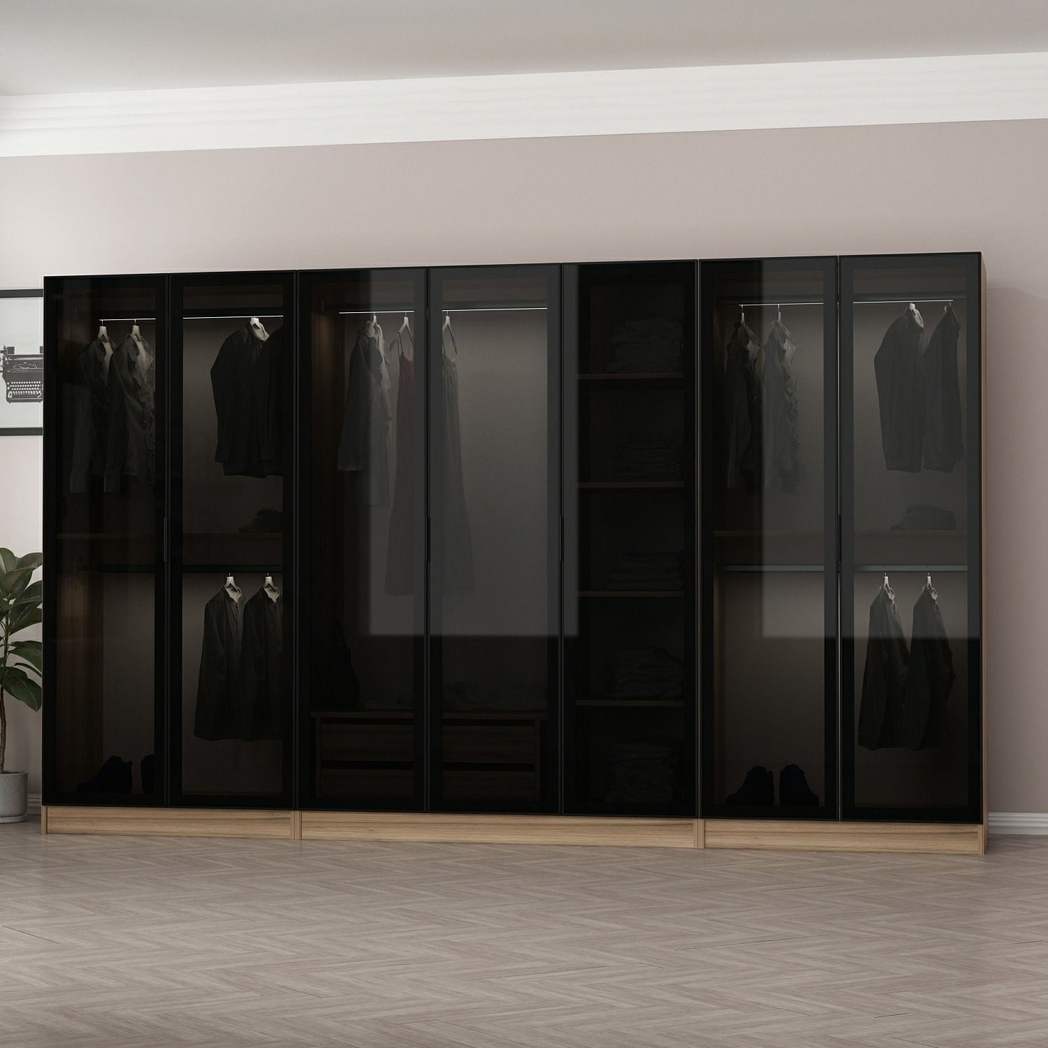 Sifonier, Hanah Home, pal melaminat, fumuriu, 315x52x210 cm