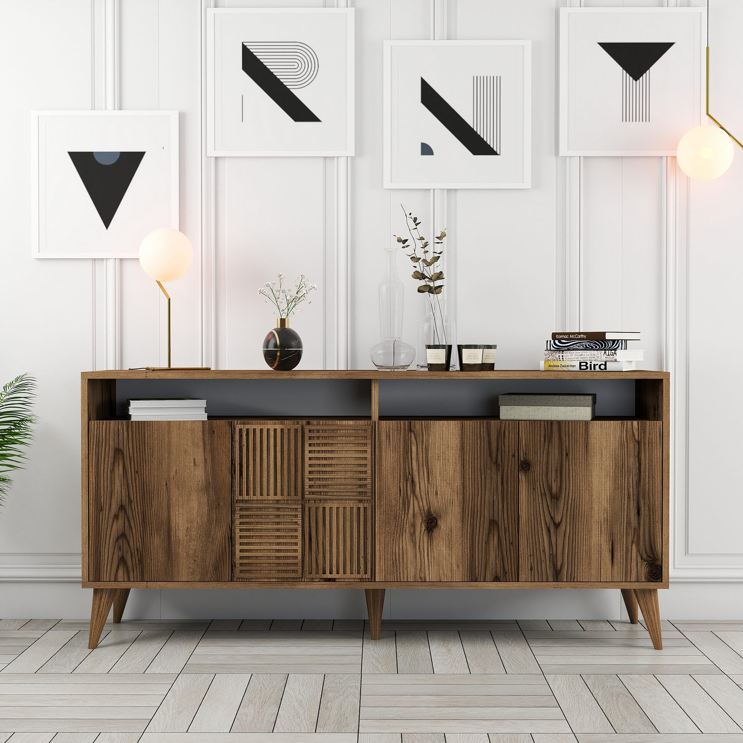 Consola, Hanah Home, pal melaminat, nuc, 160x35x78 cm, 845HCT5332 — imaginea 4