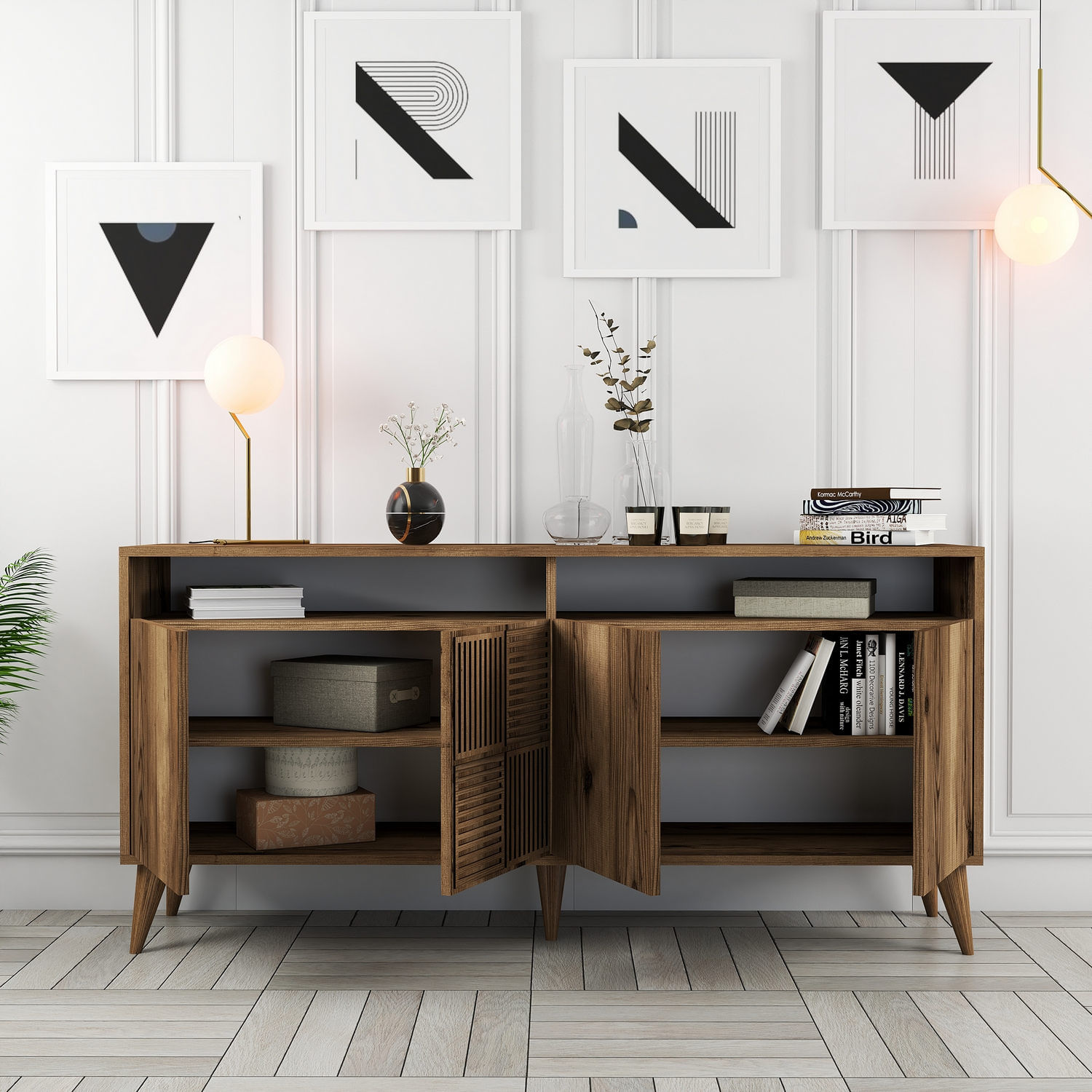 Consola, Hanah Home, pal melaminat, nuc, 160x35x78 cm, 845HCT5332 — imaginea 5