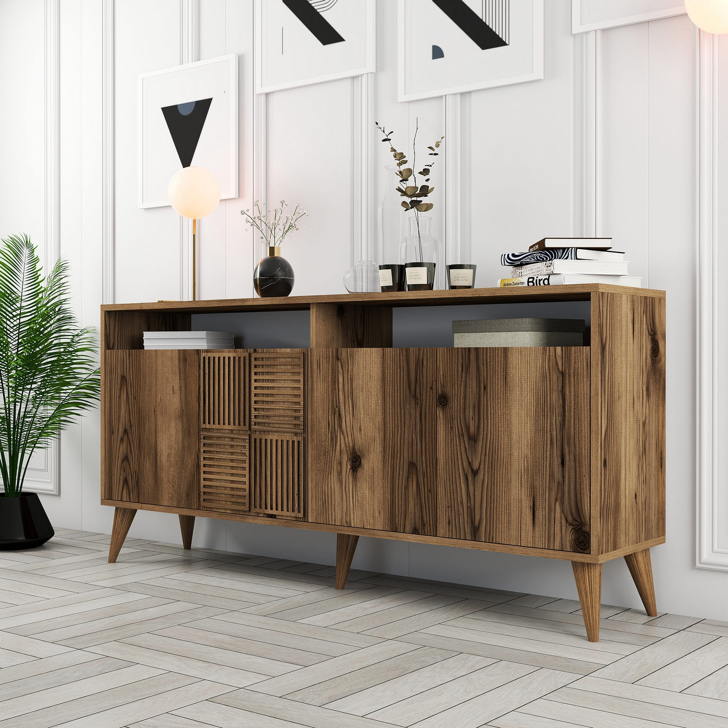 Consola, Hanah Home, pal melaminat, nuc, 160x35x78 cm, 845HCT5332 — imaginea 6