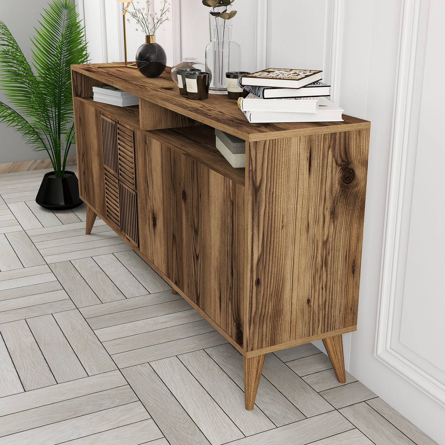 Consola, Hanah Home, pal melaminat, nuc, 160x35x78 cm, 845HCT5332 — imaginea 7
