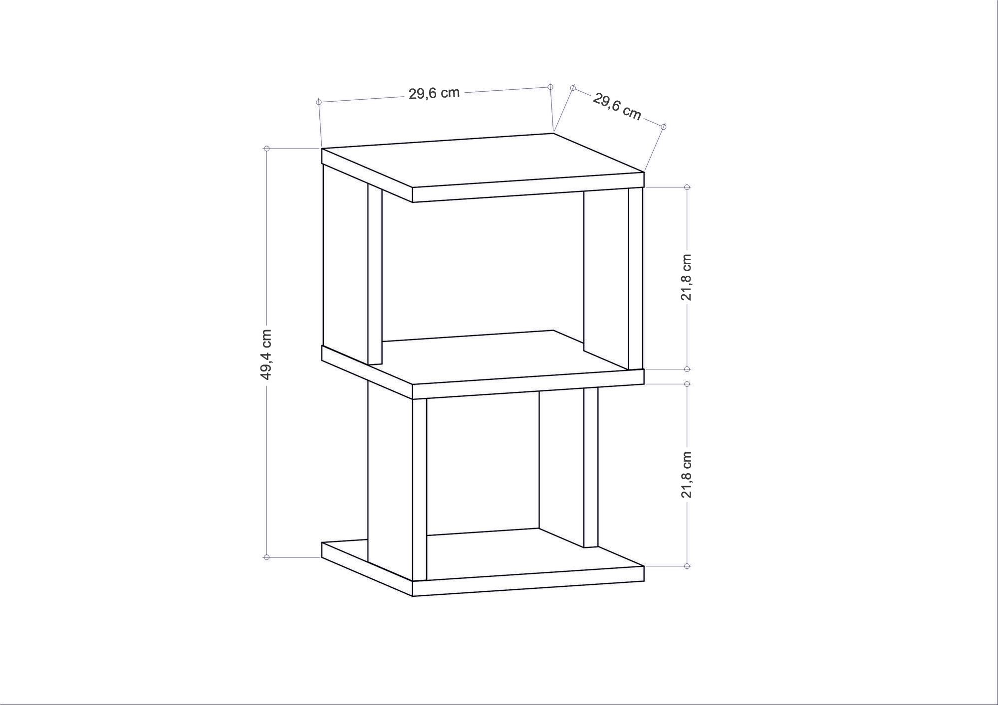 Noptiera, Hanah Home, pal melaminat, alb, 29.6x29.6x49.4 cm — imaginea 2