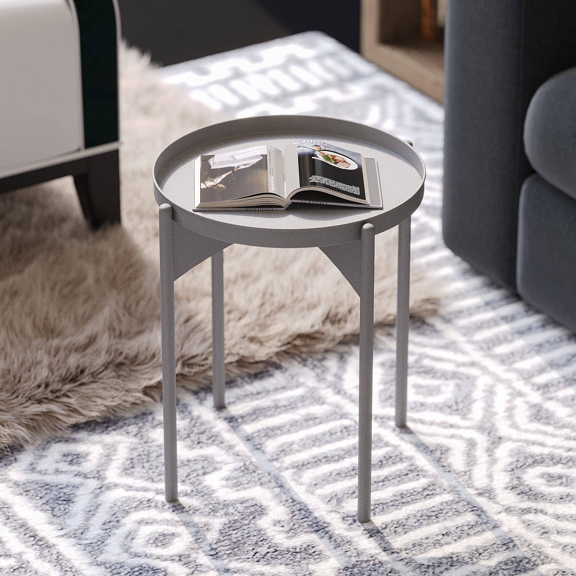 Masuta de cafea, Hanah Home, metal, gri, 44x44x57 cm — imaginea 6