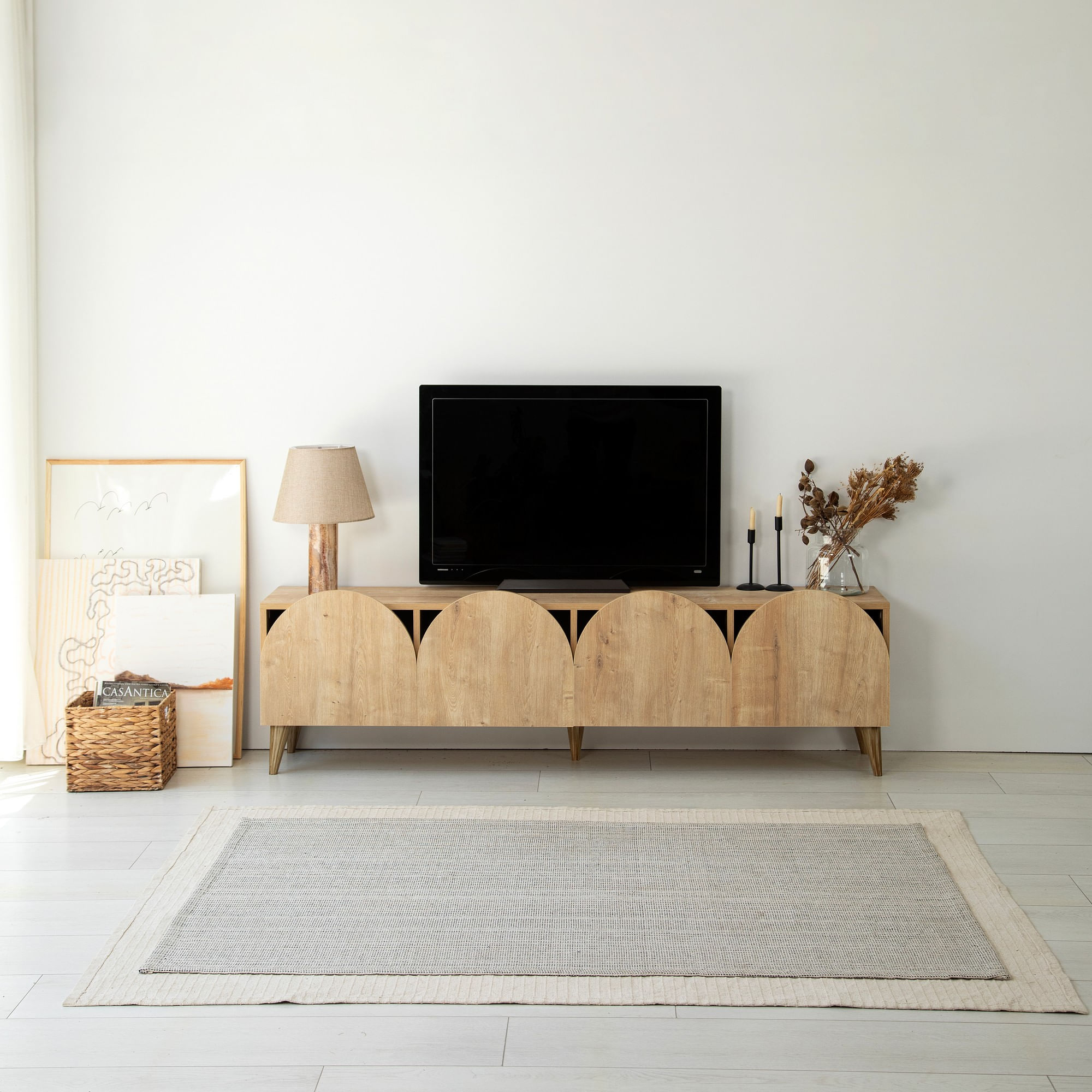 Comoda tv, Hanah Home, pal melaminat, stejar, 180x50x35 cm, 552NOS2432 — imaginea 4