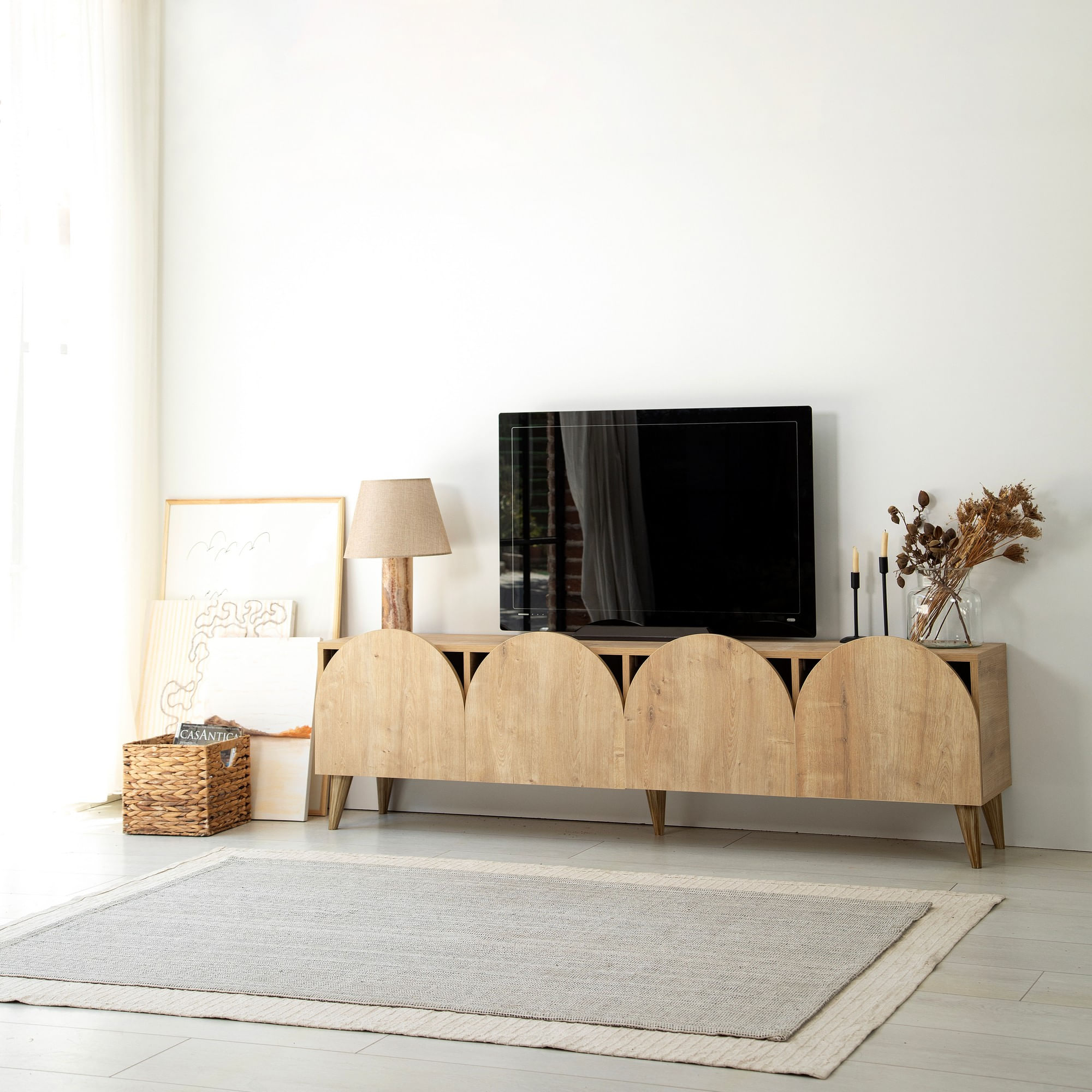 Comoda tv, Hanah Home, pal melaminat, stejar, 180x50x35 cm, 552NOS2432 — imaginea 6