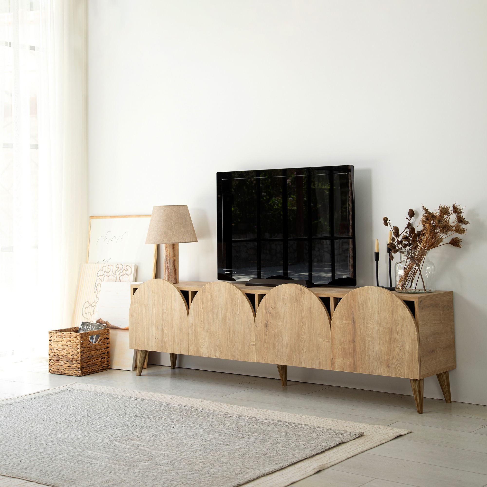 Comoda tv, Hanah Home, pal melaminat, stejar, 180x50x35 cm, 552NOS2432 — imaginea 7