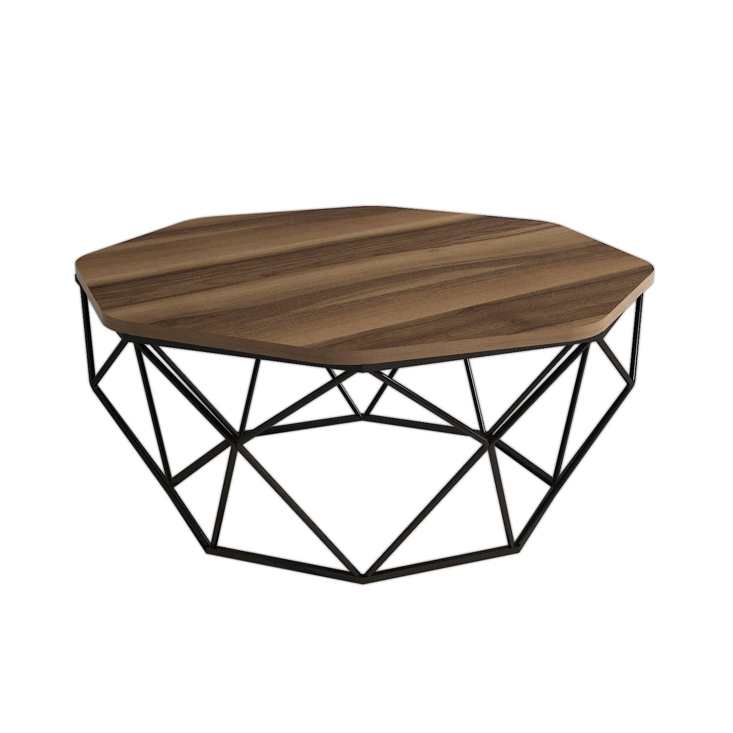 Masuta de cafea, Hanah Home, pal melaminat, nuc, 90x90x38 cm — imaginea 2