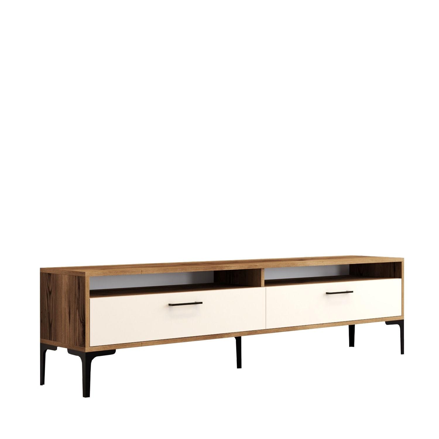 Comoda tv, Hanah Home, pal melaminat, nuc si crem, 180x47x35 cm, 845HCT5519 — imaginea 6