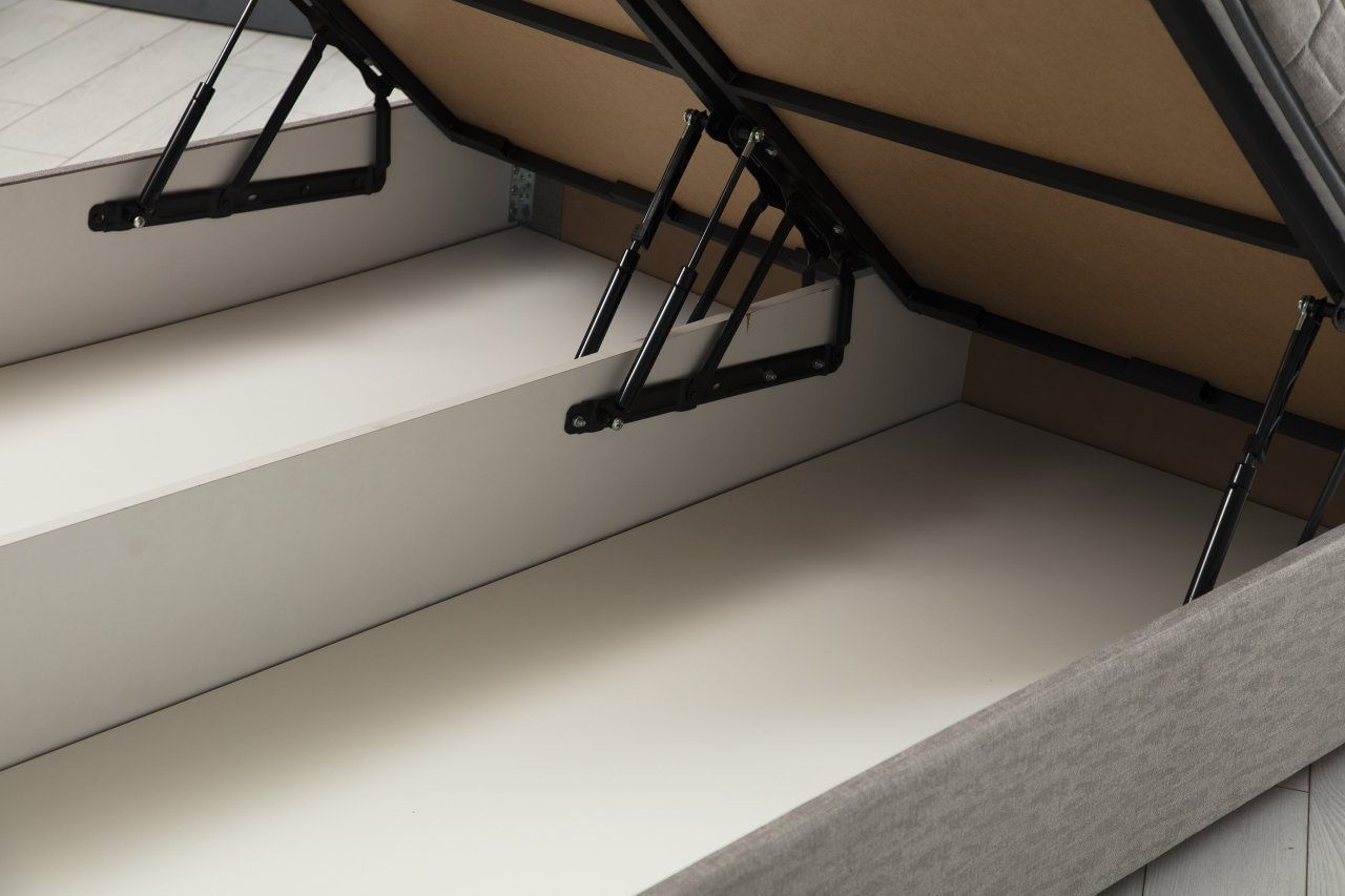 Somiera pat dublu, Hanah Home, panou aglomerat melaminat, gri deschis, 140x200 cm — imaginea 2
