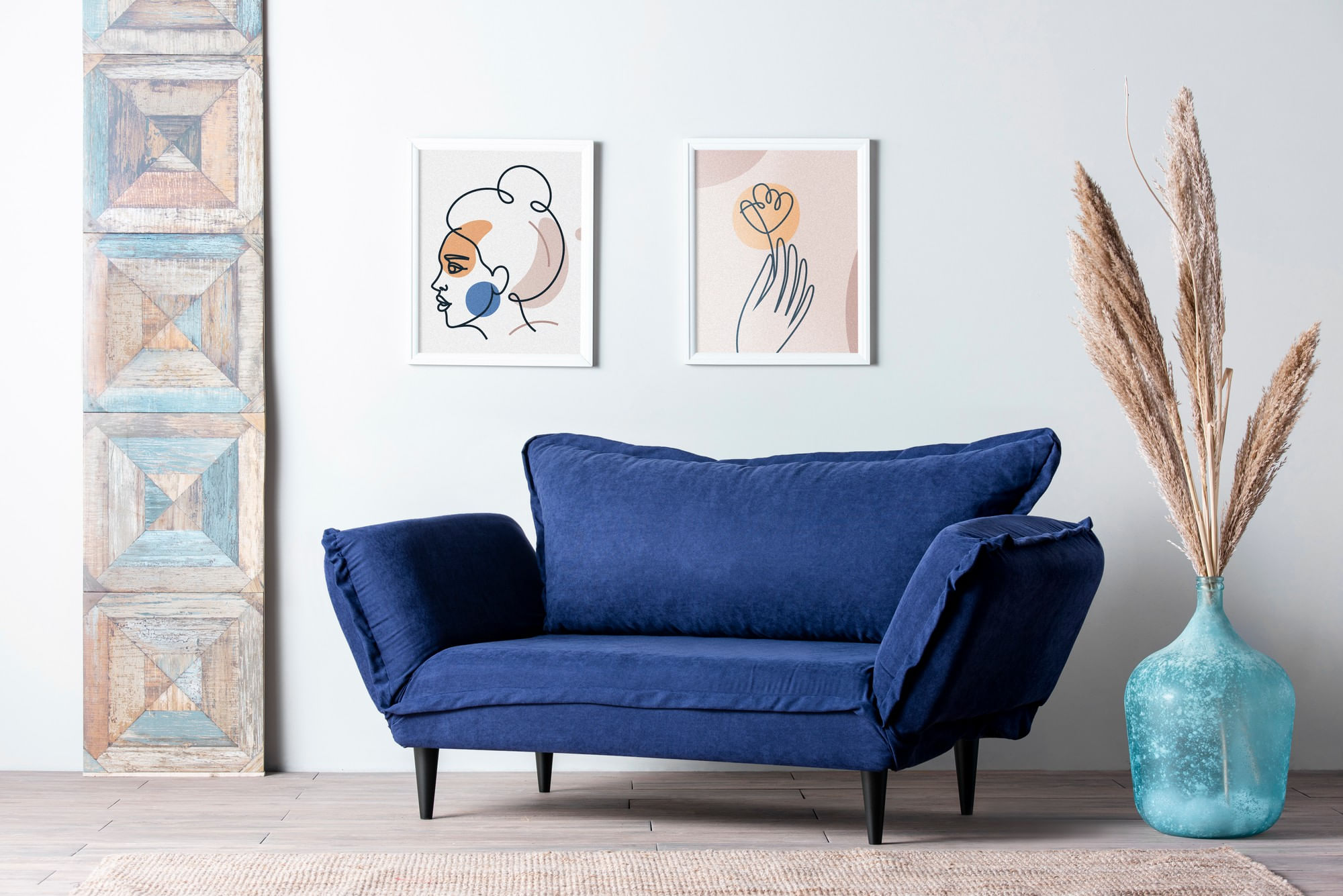 Canapea extensibila, Hanah Home, stofa in, albastru marin, 200x70 cm — imaginea 10