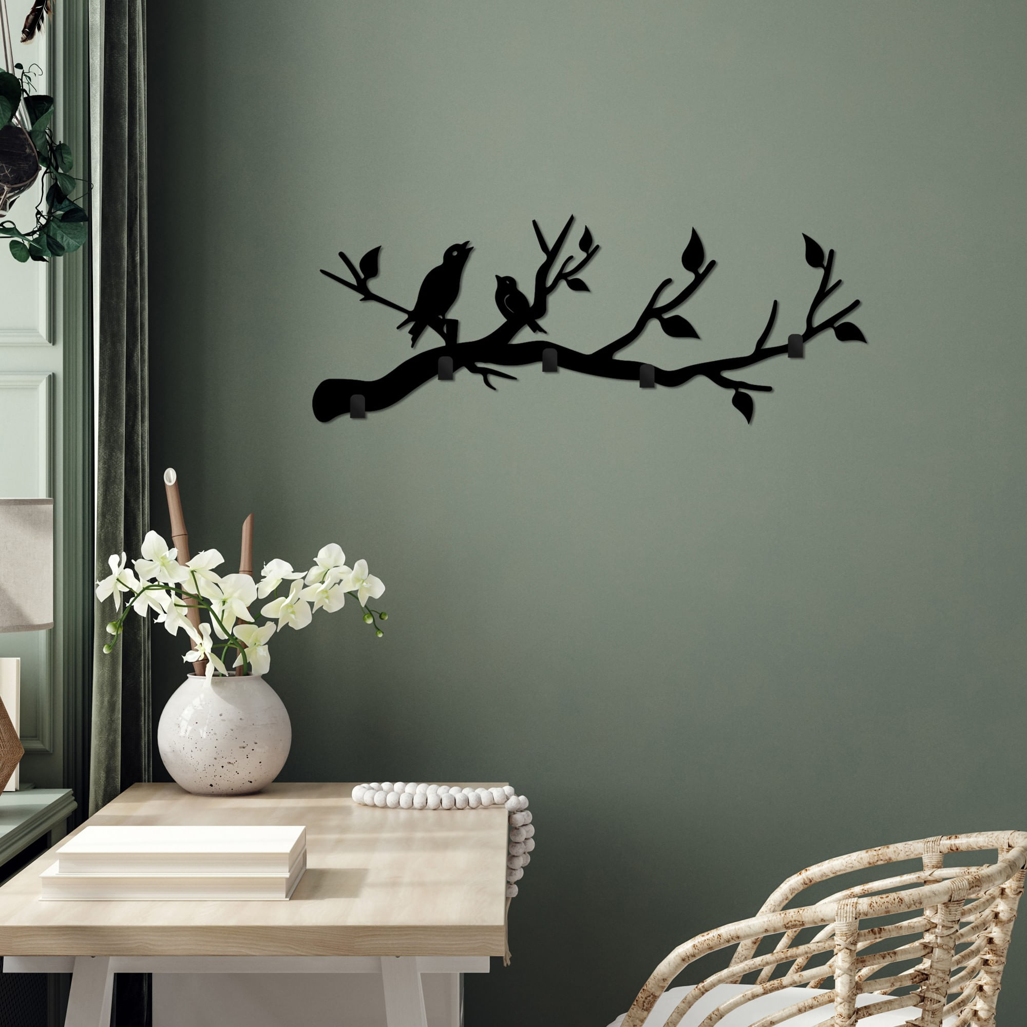 Cuiere de perete, Wallxpert, metal, negru, 67x27x2 cm — imaginea 3