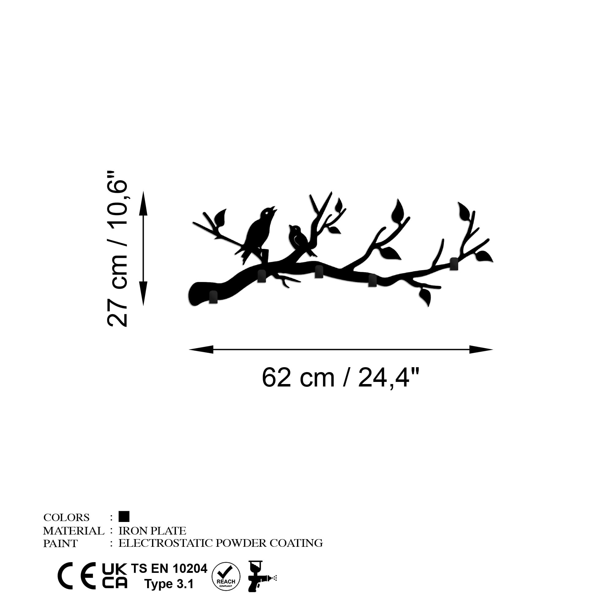 Cuiere de perete, Wallxpert, metal, negru, 67x27x2 cm — imaginea 7