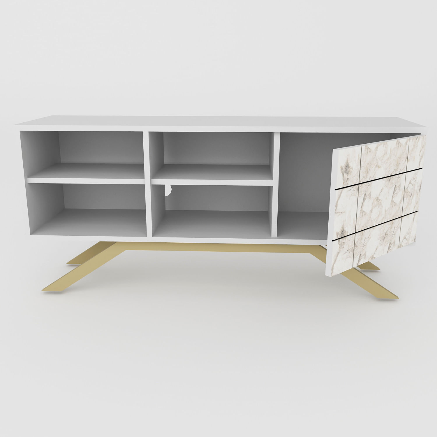 Comoda tv, Hanah Home, pal melaminat, alb auriu, 130x58.6x38.6 cm — imaginea 4