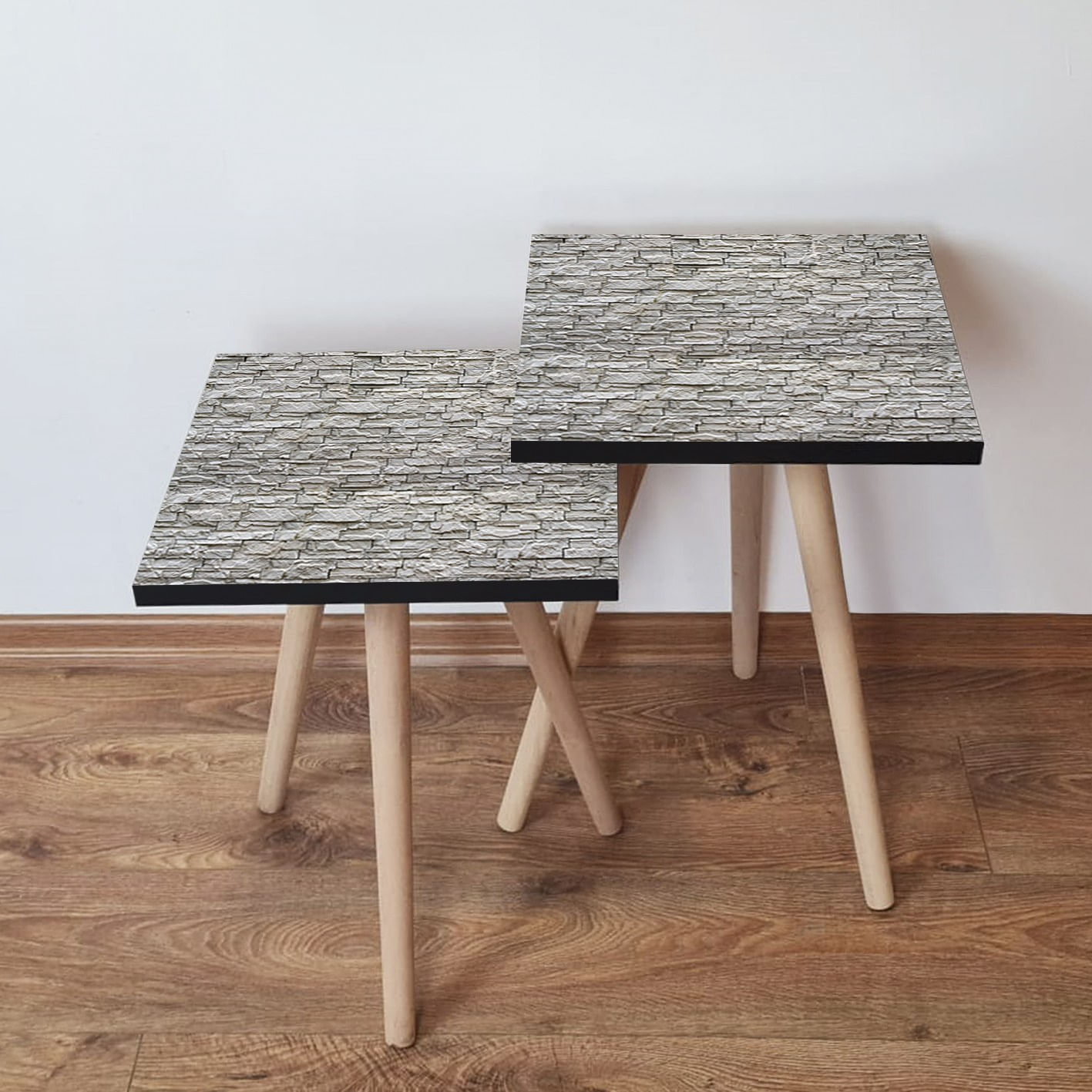 Set masute de cafea, Hanah Home, mdf, bej, 35x35x47 cm, set 2 piese