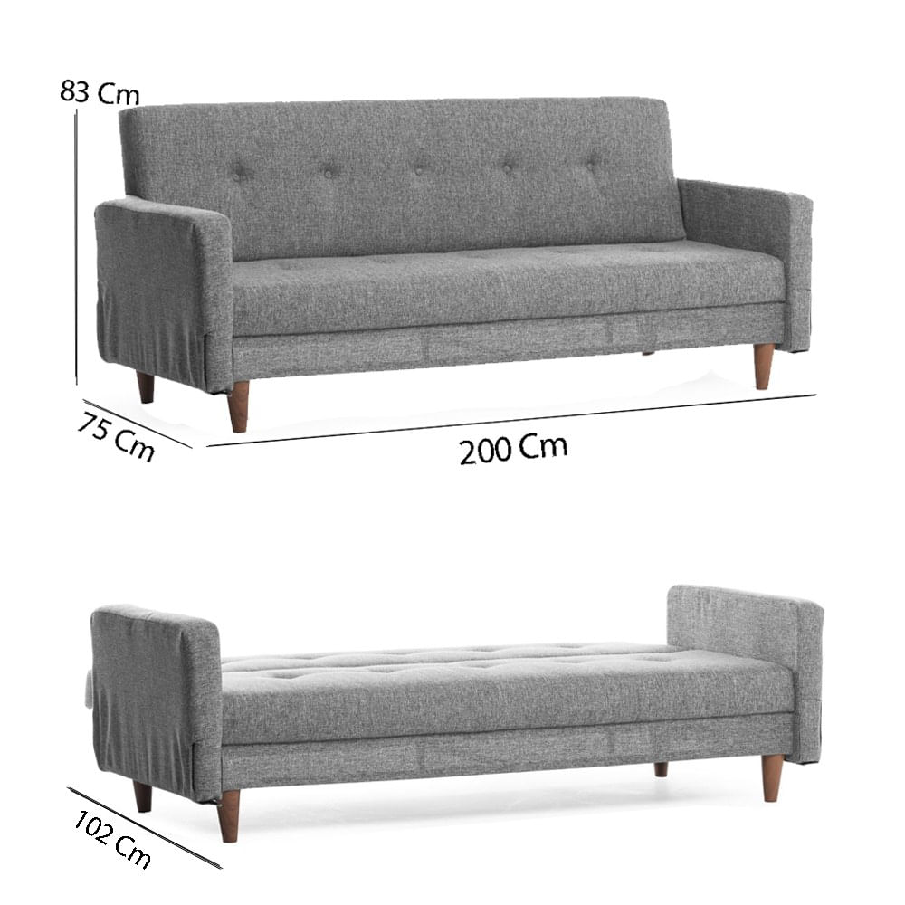 Canapea extensibila, Atelier Del Sofa, metal, gri deschis, 200x83x55 cm — imaginea 2
