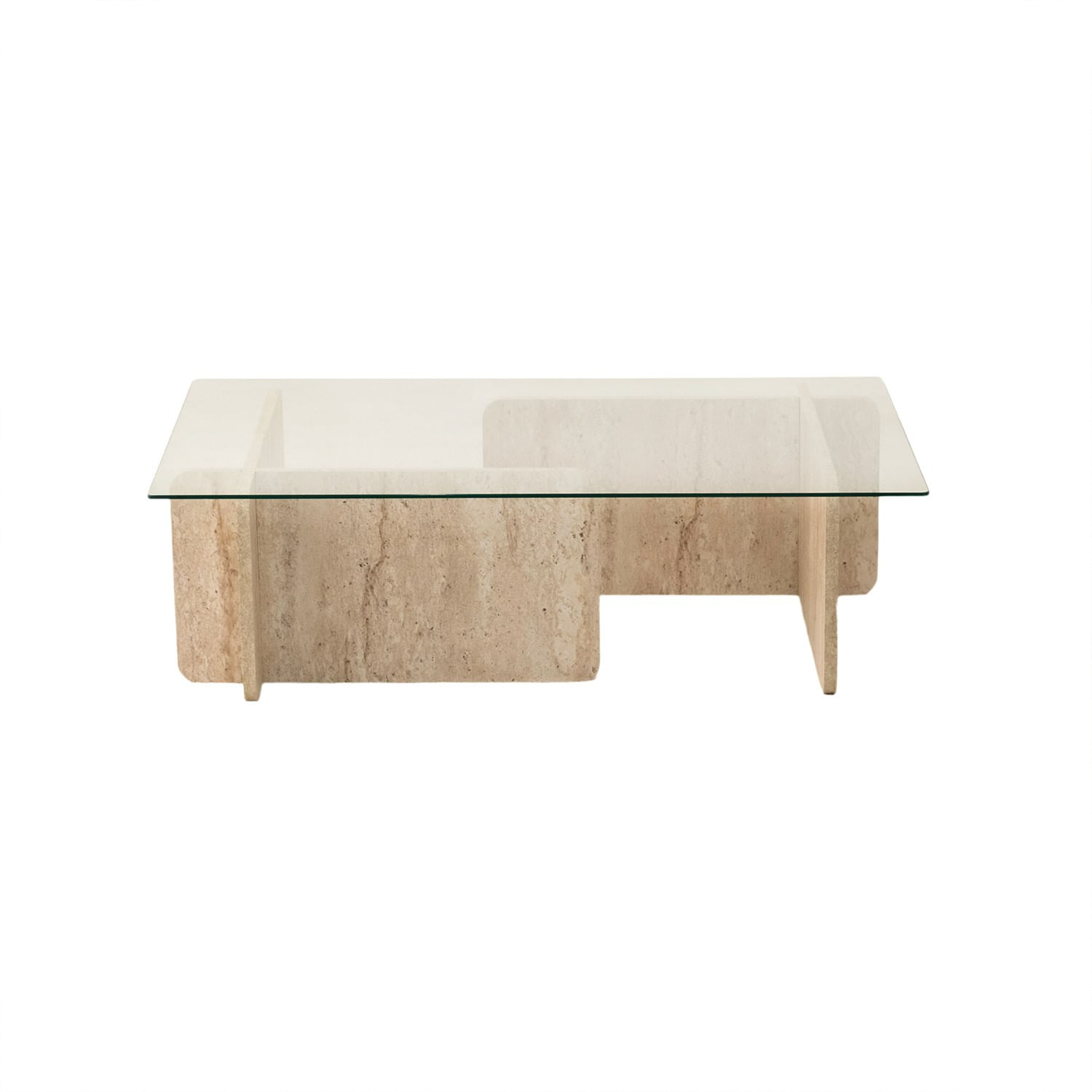 Masa de cafea, Hanah Home, sticla si PAL melaminat, travertin, 105x65x30 cm — imaginea 6