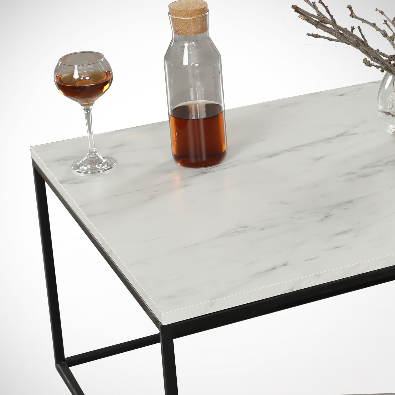Masuta de cafea, Hanah Home, panou de particule melaminat, alb negru, 95x55x43 cm — imaginea 3