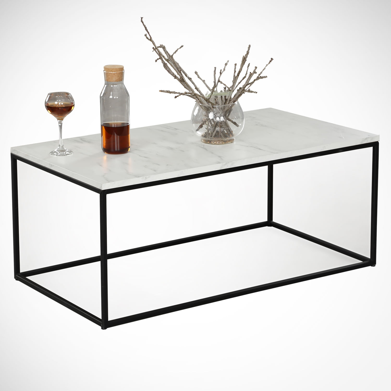 Masuta de cafea, Hanah Home, panou de particule melaminat, alb negru, 95x55x43 cm — imaginea 4