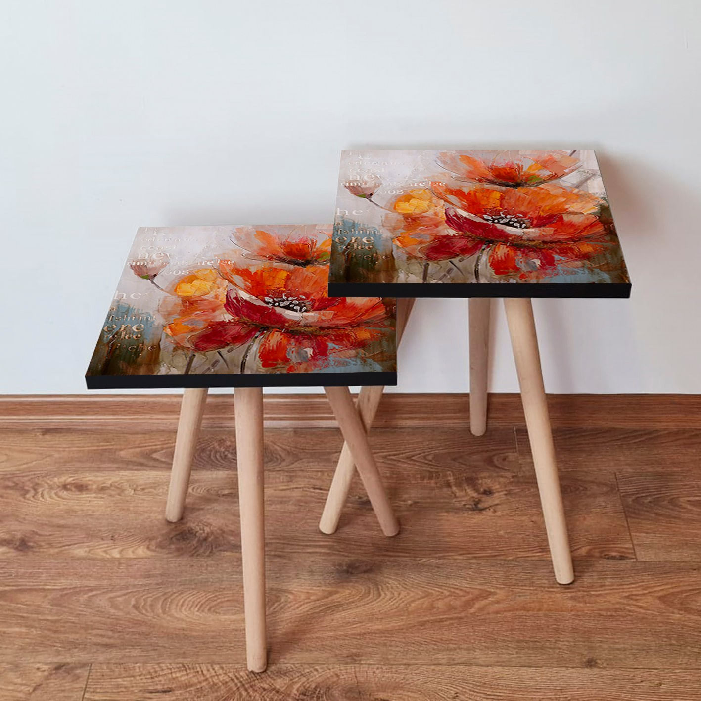 Set masute de cafea, Hanah Home, mdf, multicolor, 35x47x35 cm, 35x42x35 cm, 481LNA2542