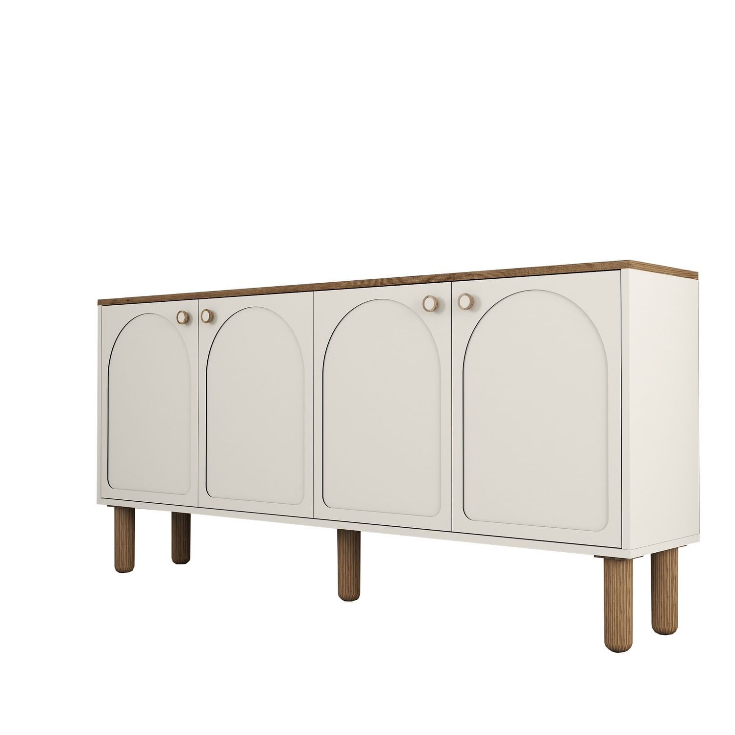 Consola, Hanah Home, pal melaminat, crem, 180x84x35 cm — imaginea 7