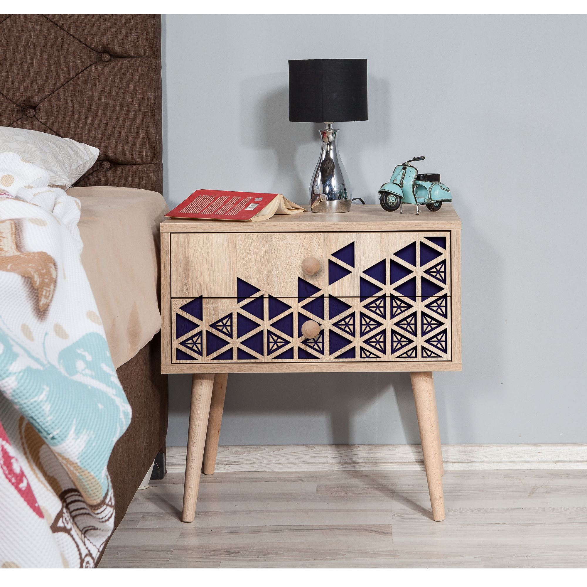 Noptiera, Hanah Home, pal melaminat, stejar sonoma, 60x40x61 cm, 869VEL3510 — imaginea 3