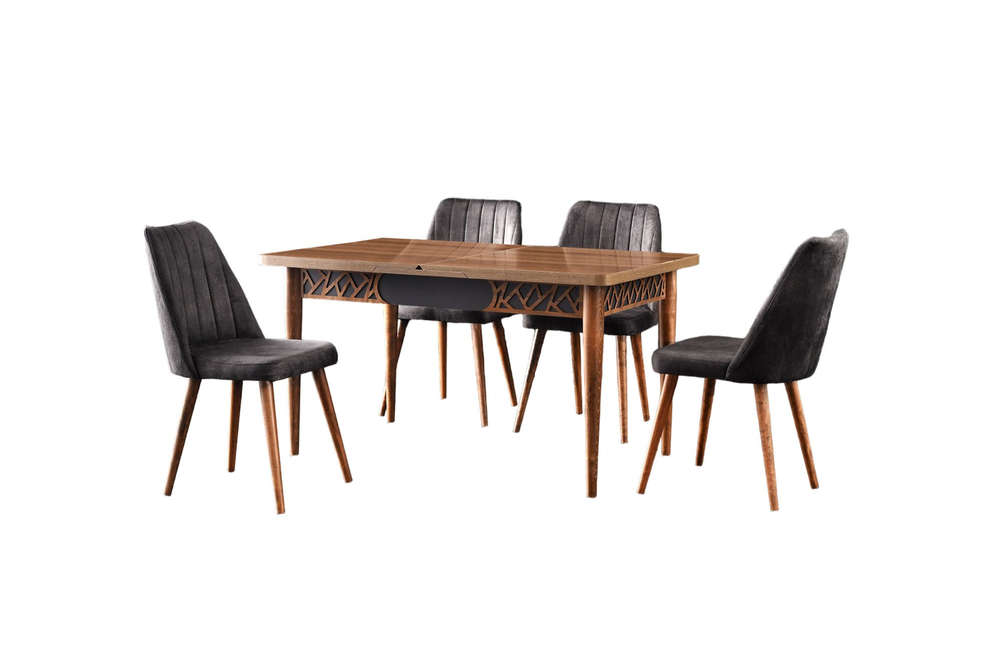 Masa extensibila, Hanah Home, pal melaminat, nuc si antracit, 130-160x80x75 cm