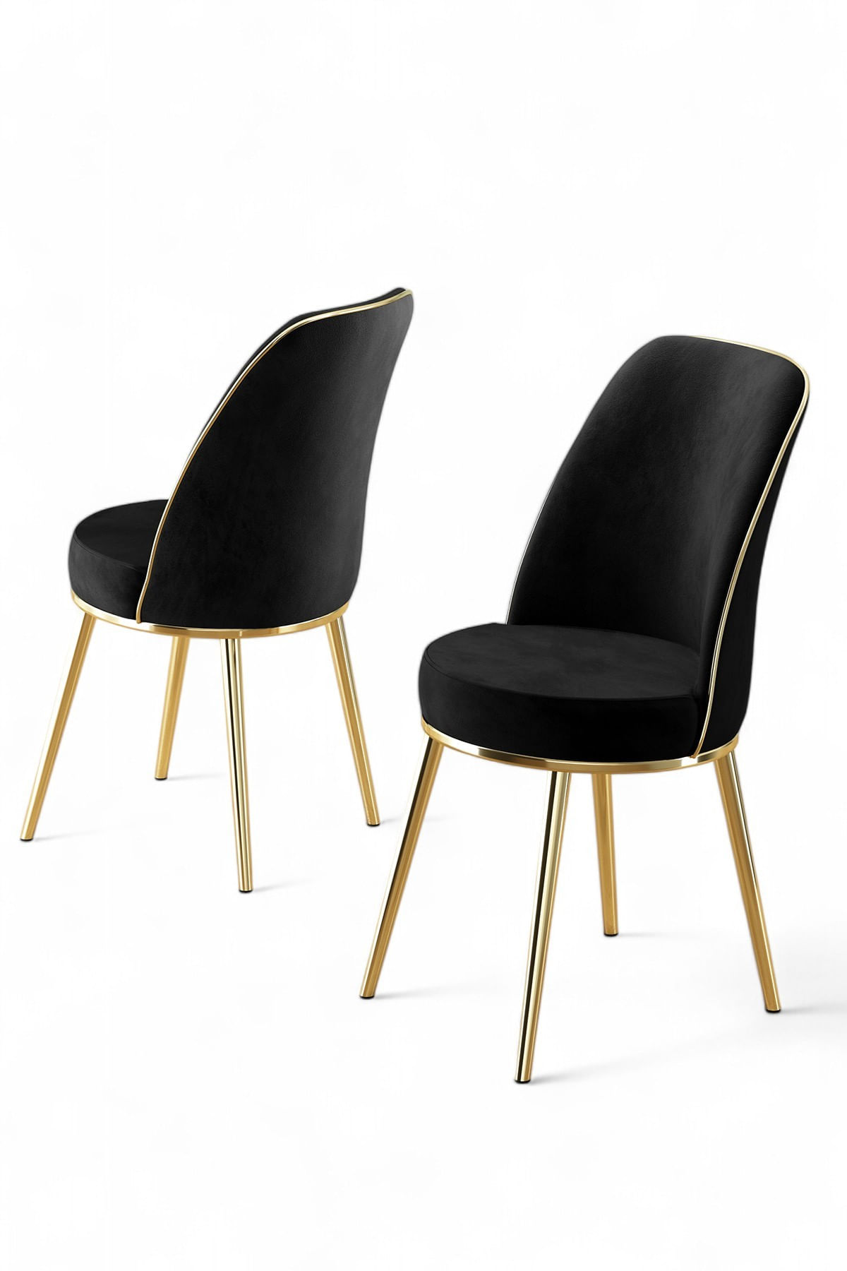 Set scaune, Hanah Home, lemn, negru auriu, 45x42x91 cm, 6 piese — imaginea 3