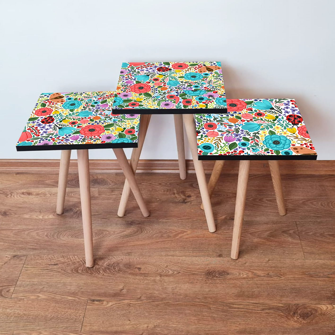Set masute de cafea, Hanah Home, mdf, multicolor, 35x35x52 cm, 481LNA3112