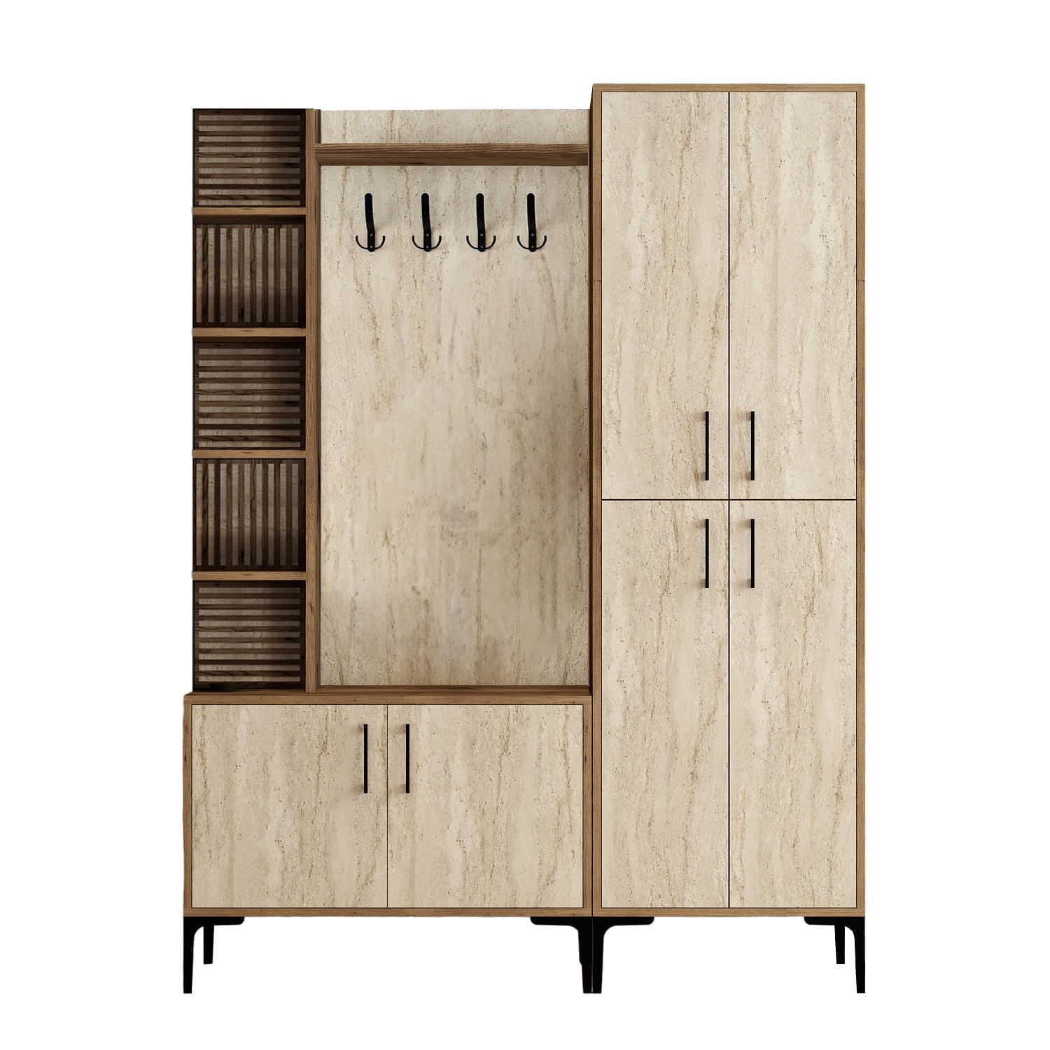 Cuier, Hanah Home, pal melaminat, nuc si travertin, 150x35x200 cm