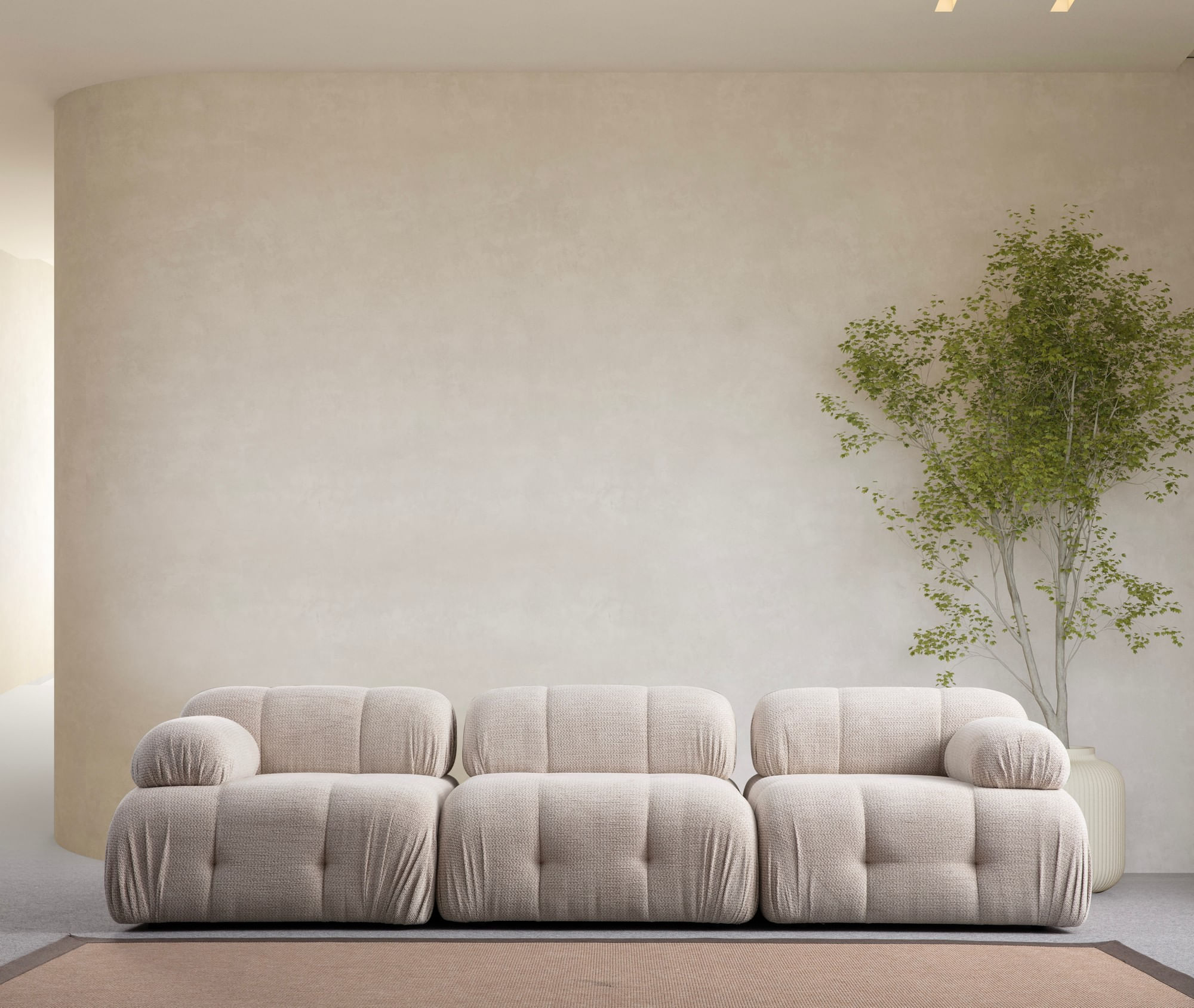 Canapea 3 locuri, Atelier Del Sofa, lemn fag si pal, crem, 290x95x75 cm — imaginea 5