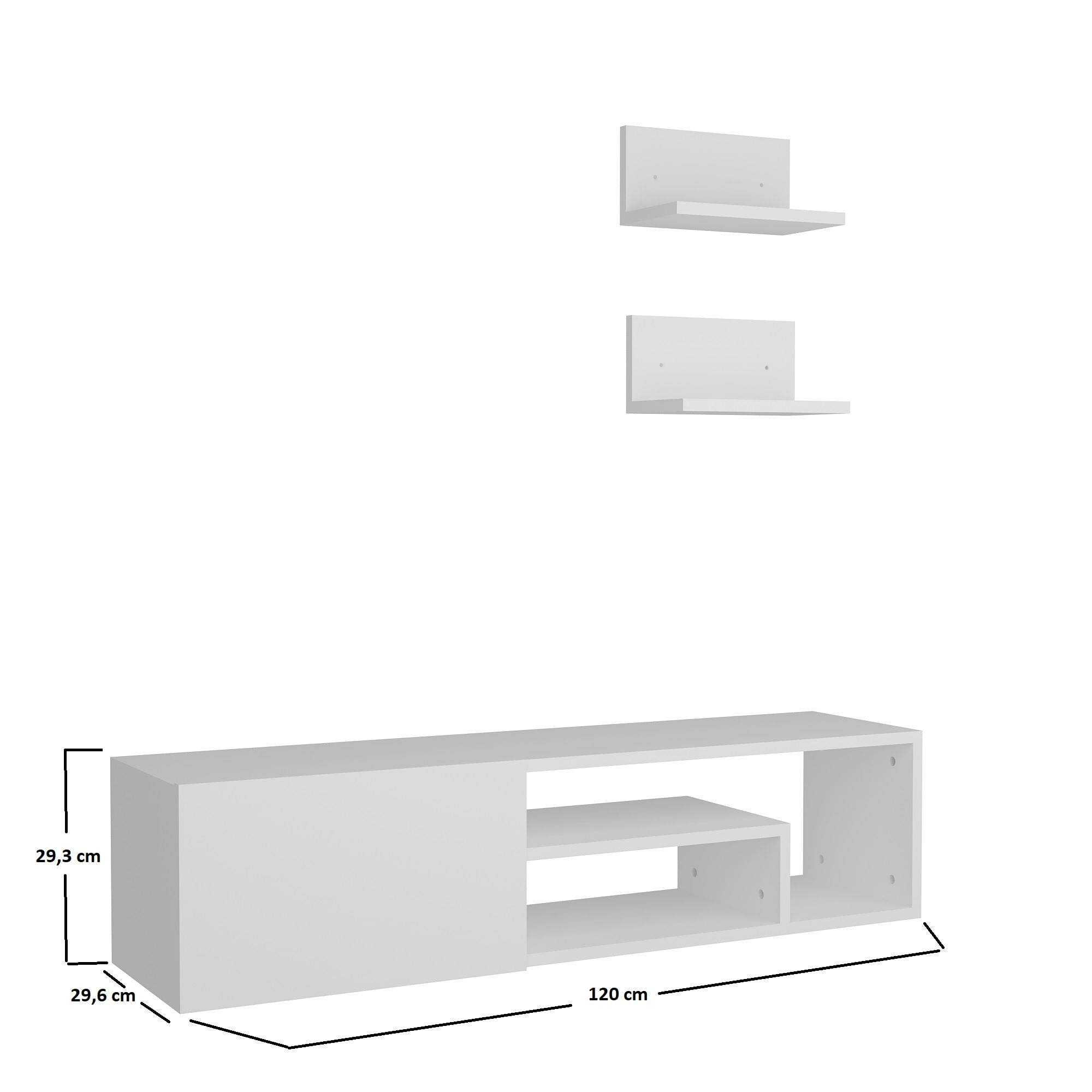 Comoda tv, Hanah Home, pal melaminat, alb, 120x29.3x29.6 cm — imaginea 4