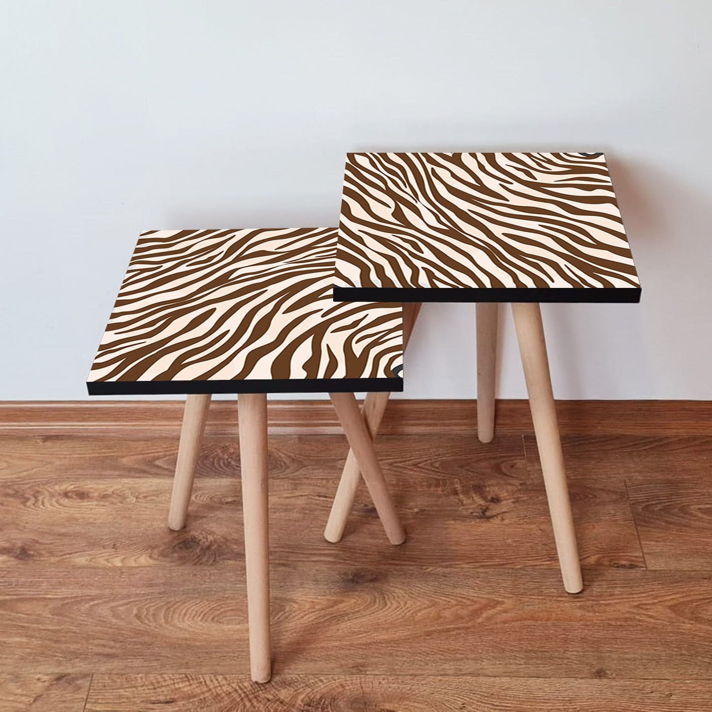 Set masute suprapuse, Hanah Home, mdf, maro alb, 35x35x47 cm