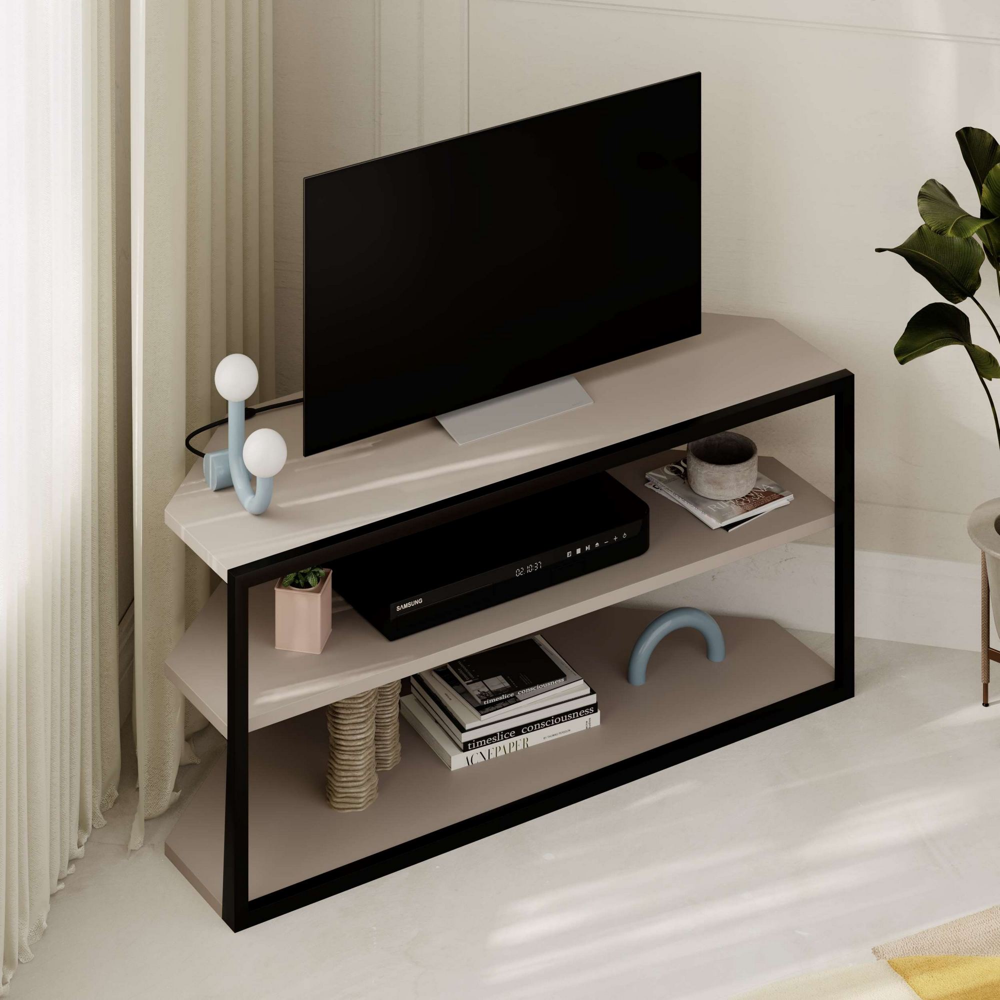 Comoda tv, Hanah Home, pal melaminat, moka deschis, 98x45x37 cm — imaginea 2